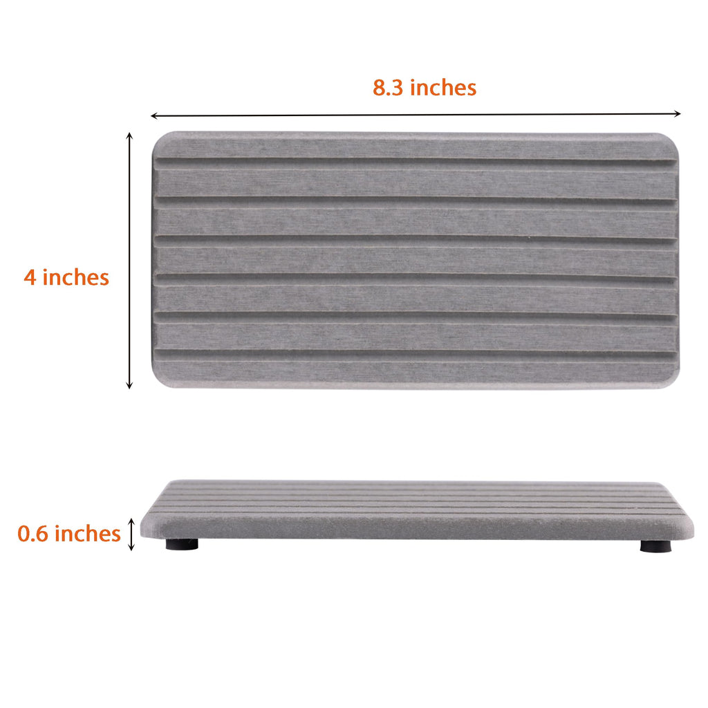 NiuYichee 2 PCS Water Absorbent diatomite Coasters, 8.3" x 4" Water Absorbing Stone Tray for Sink, Stone Drying mat for Kitchen Counter, Stone soap Tray Used for Hand Soaps & toiletries & Plants