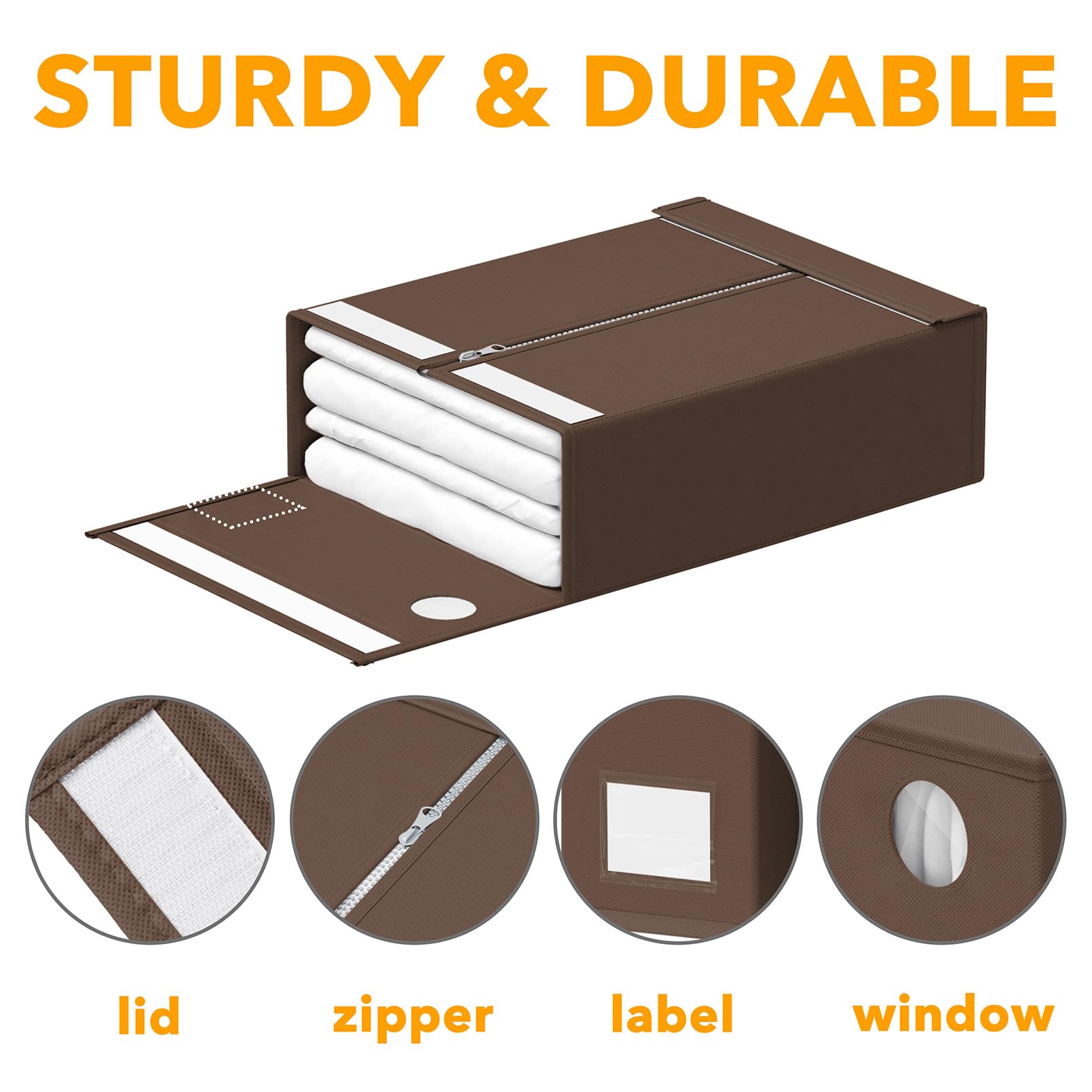 SpaceAid 4 Pack Bed Sheet Organizers and Storage, Foldable Organizer for Linen Closet, Sheets Set Folder Keeper with Window XL (Queen & King Size) Organizing Bedding Container, Gray 91ZDSN-SL01-G4