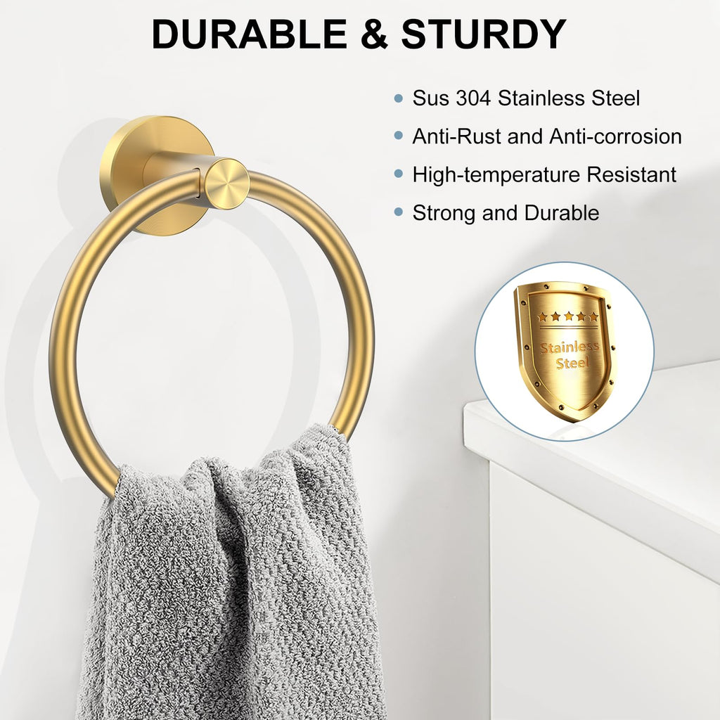 SetSail Towel Holder for Bathroom Wall Matte Black Towel Ring Stainless Steel Hand Towel Holder Heavy Duty Towel Hanger for Bath, Kitchen