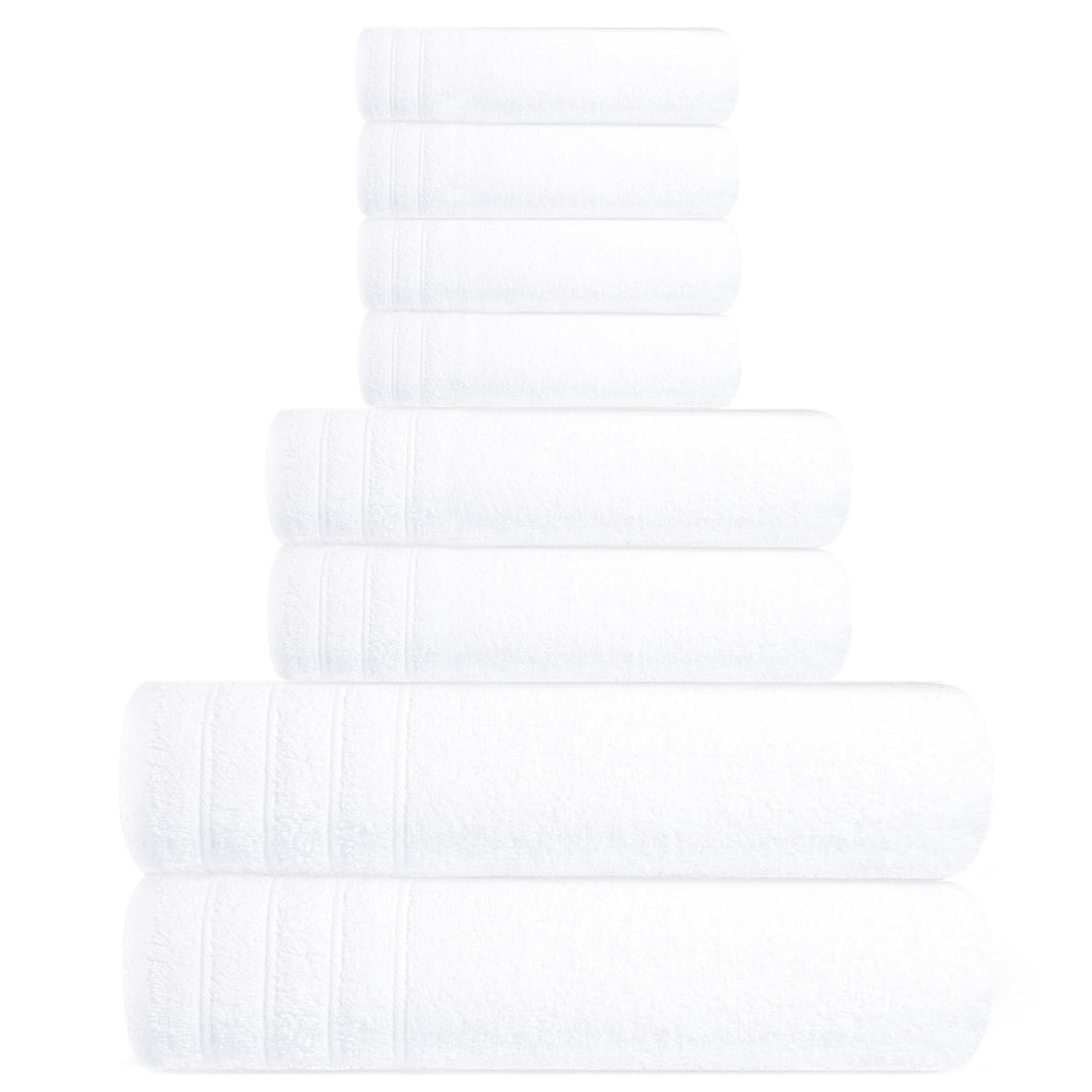 Tens Towels Pack of 8 Towels Set, 2 Extra Large Bath, 2 Hand, 4 Washcloths, 100% Cotton, Lighter Weight, Quicker to Dry, Super Absorbent, Perfect for Bathroom, Dark Grey