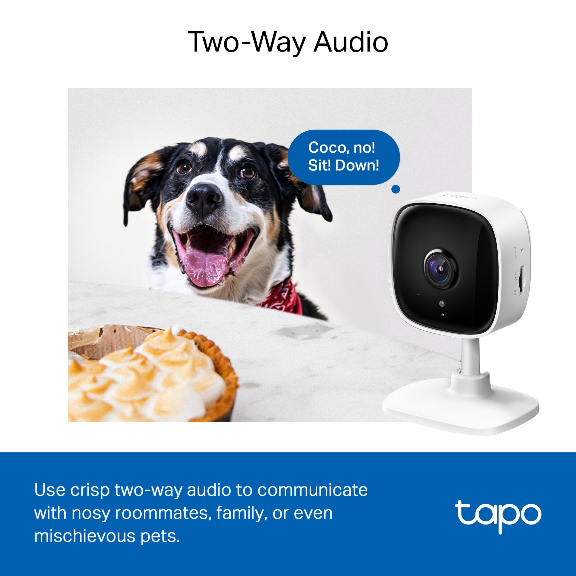 TP-Link Tapo 1080P Indoor Security Camera for Baby Monitor, Dog Camera w/Motion Detection, 2-Way Audio Siren, Night Vision, Cloud & SD Card Storage, Works w/Alexa & Google Home (Tapo C100)