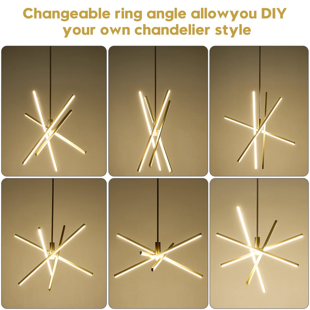 Black LED Chandelier for Dining Room, 27.76in Dimmable 4-Lights Modern Ceiling Pendant Light Fixture for Kitchen Living Room Entry Foyer 3000K/4000K/5000K 24W