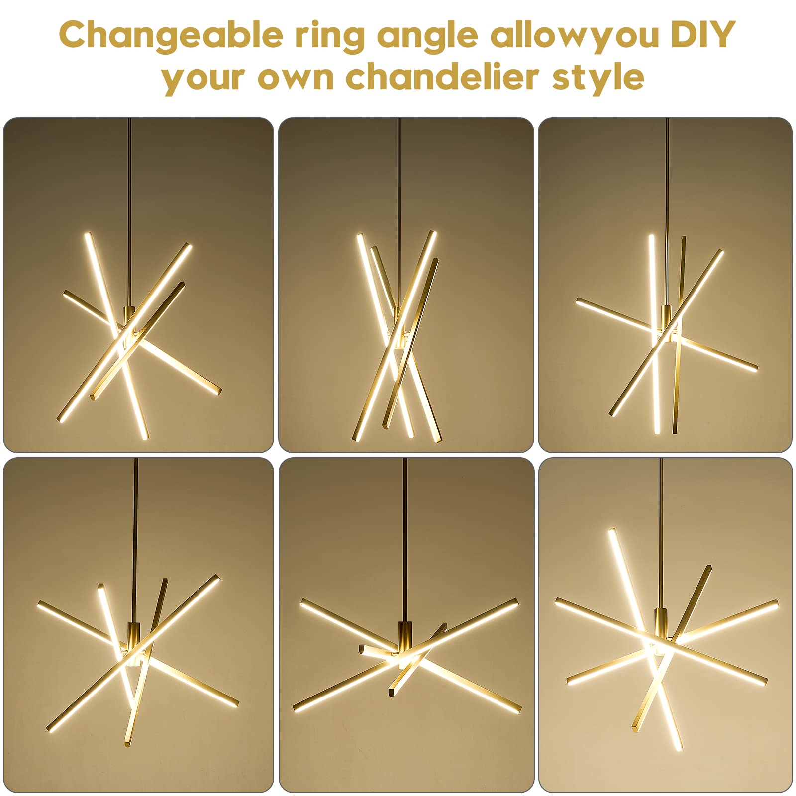 Black LED Chandelier for Dining Room, 27.76in Dimmable 4-Lights Modern Ceiling Pendant Light Fixture for Kitchen Living Room Entry Foyer 3000K/4000K/5000K 24W