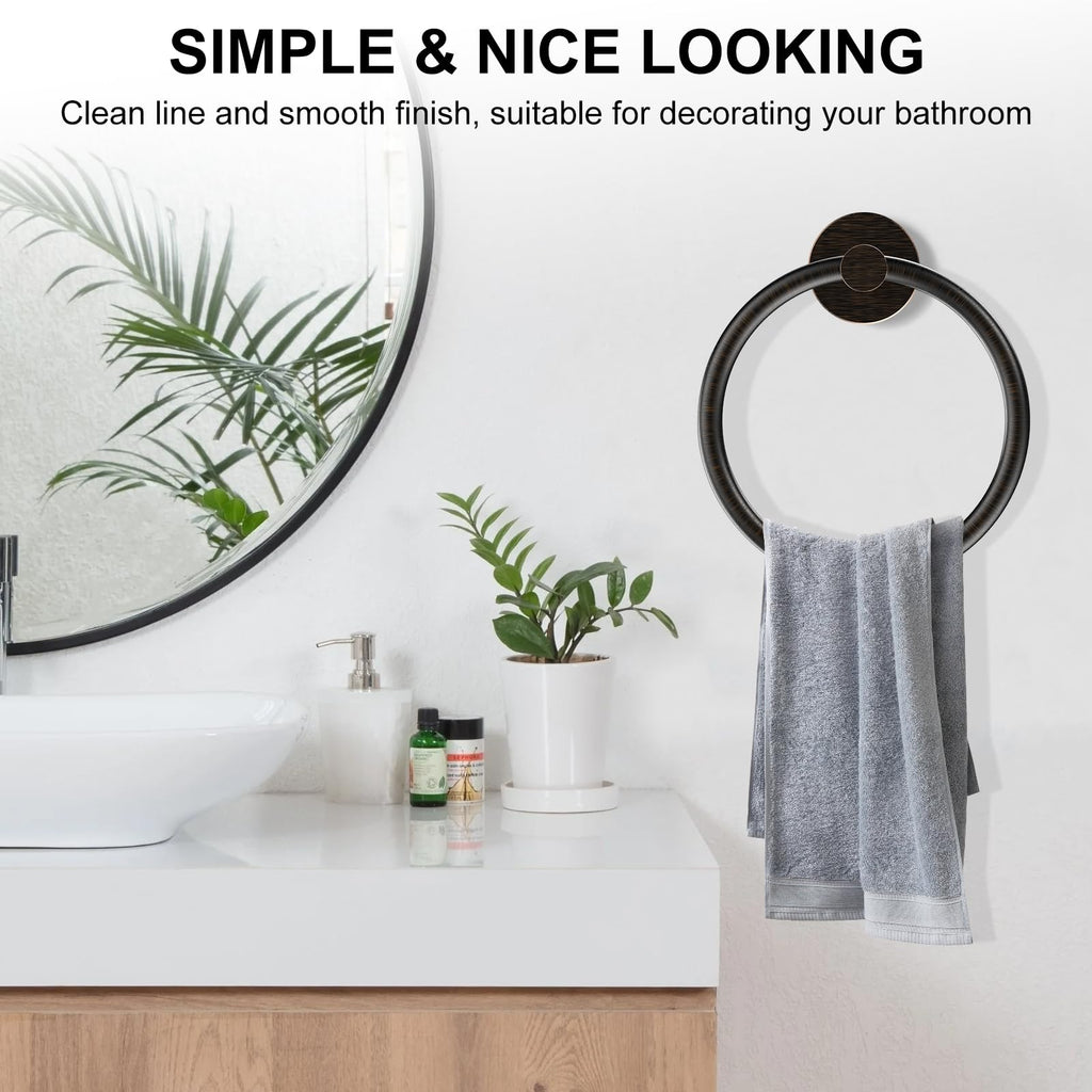 SetSail Towel Holder for Bathroom Wall Matte Black Towel Ring Stainless Steel Hand Towel Holder Heavy Duty Towel Hanger for Bath, Kitchen