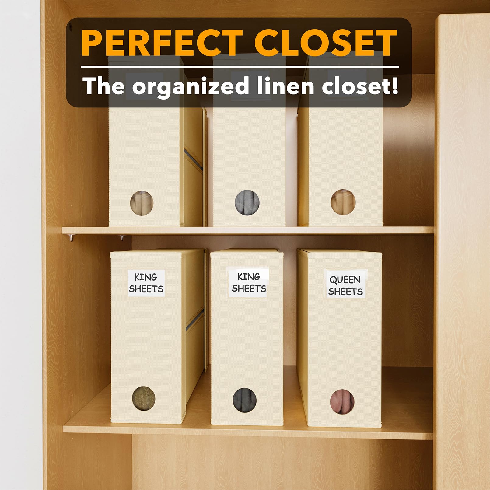 SpaceAid 4 Pack Bed Sheet Organizers and Storage, Foldable Organizer for Linen Closet, Sheets Set Folder Keeper with Window XL (Queen & King Size) Organizing Bedding Container, Gray 91ZDSN-SL01-G4