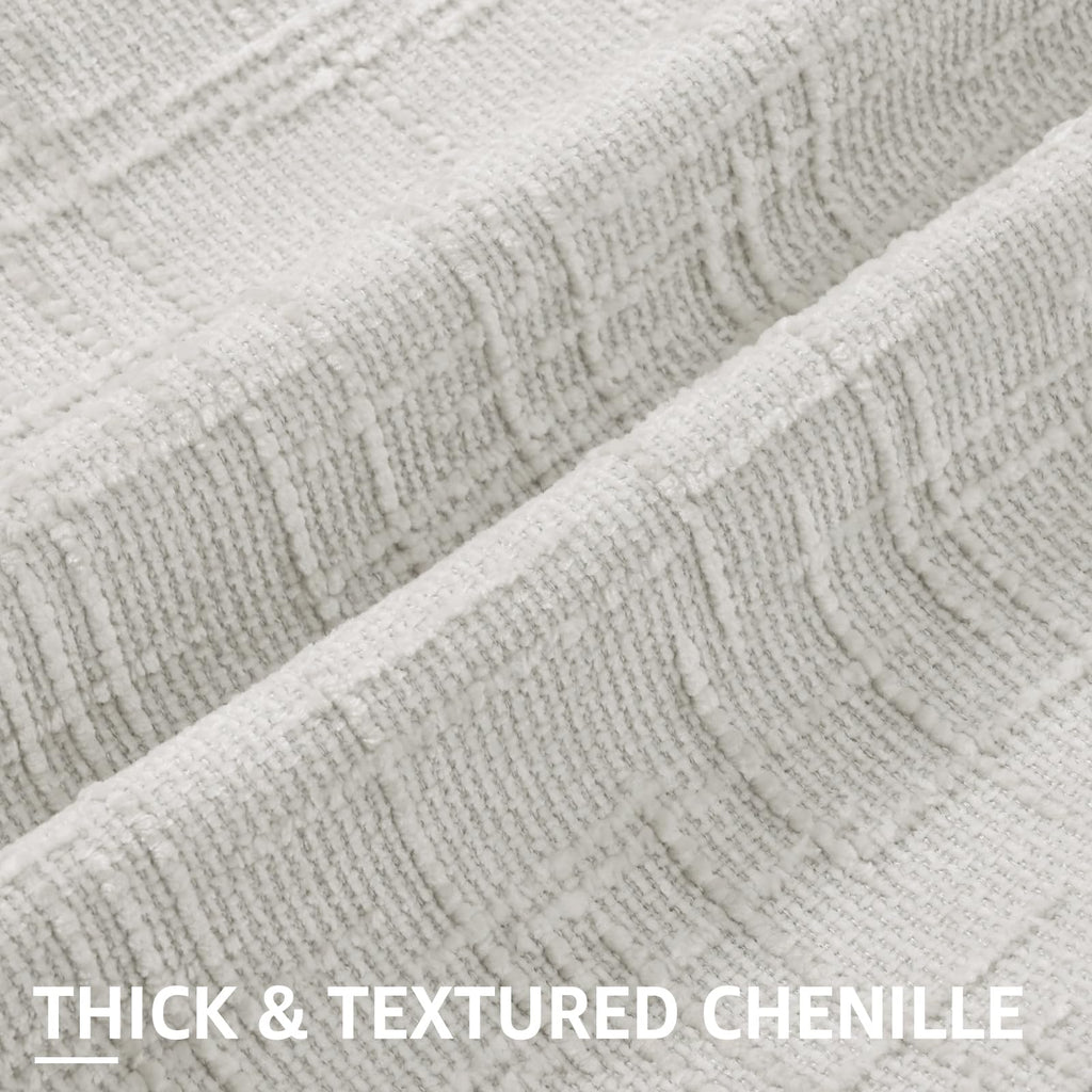 decorUhome Summer Cream White Chenille Throw Pillow Covers 18x18 Set of 2 Textured Cozy Slubby Couch Pillow Covers Modern Farmhouse Boho Decorative Pillow Cases for Bed Sofa Living Room
