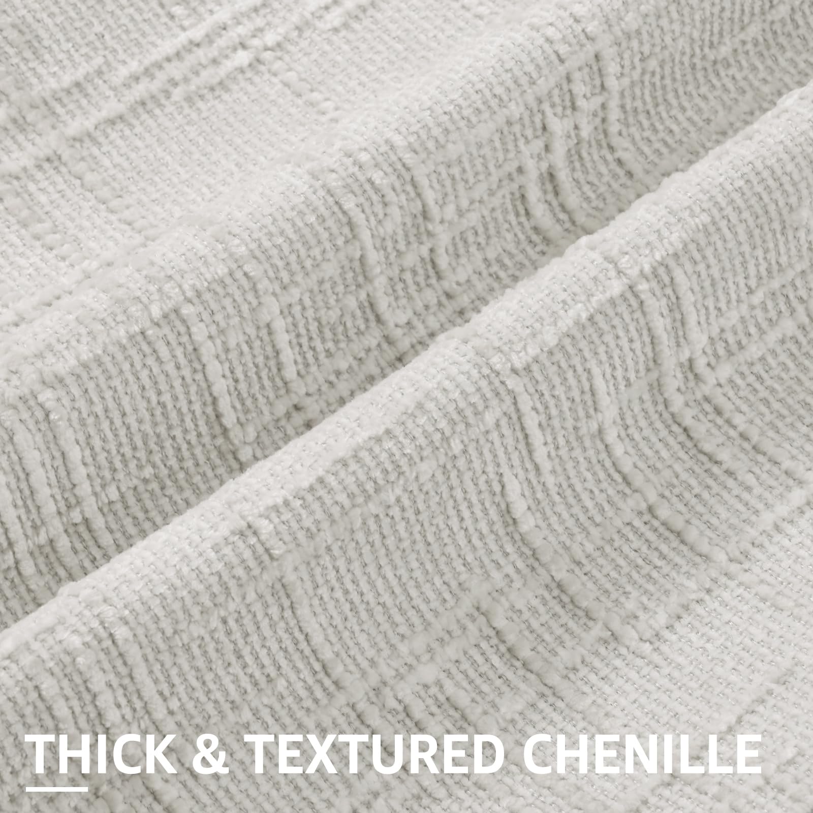 decorUhome Summer Cream White Chenille Throw Pillow Covers 18x18 Set of 2 Textured Cozy Slubby Couch Pillow Covers Modern Farmhouse Boho Decorative Pillow Cases for Bed Sofa Living Room
