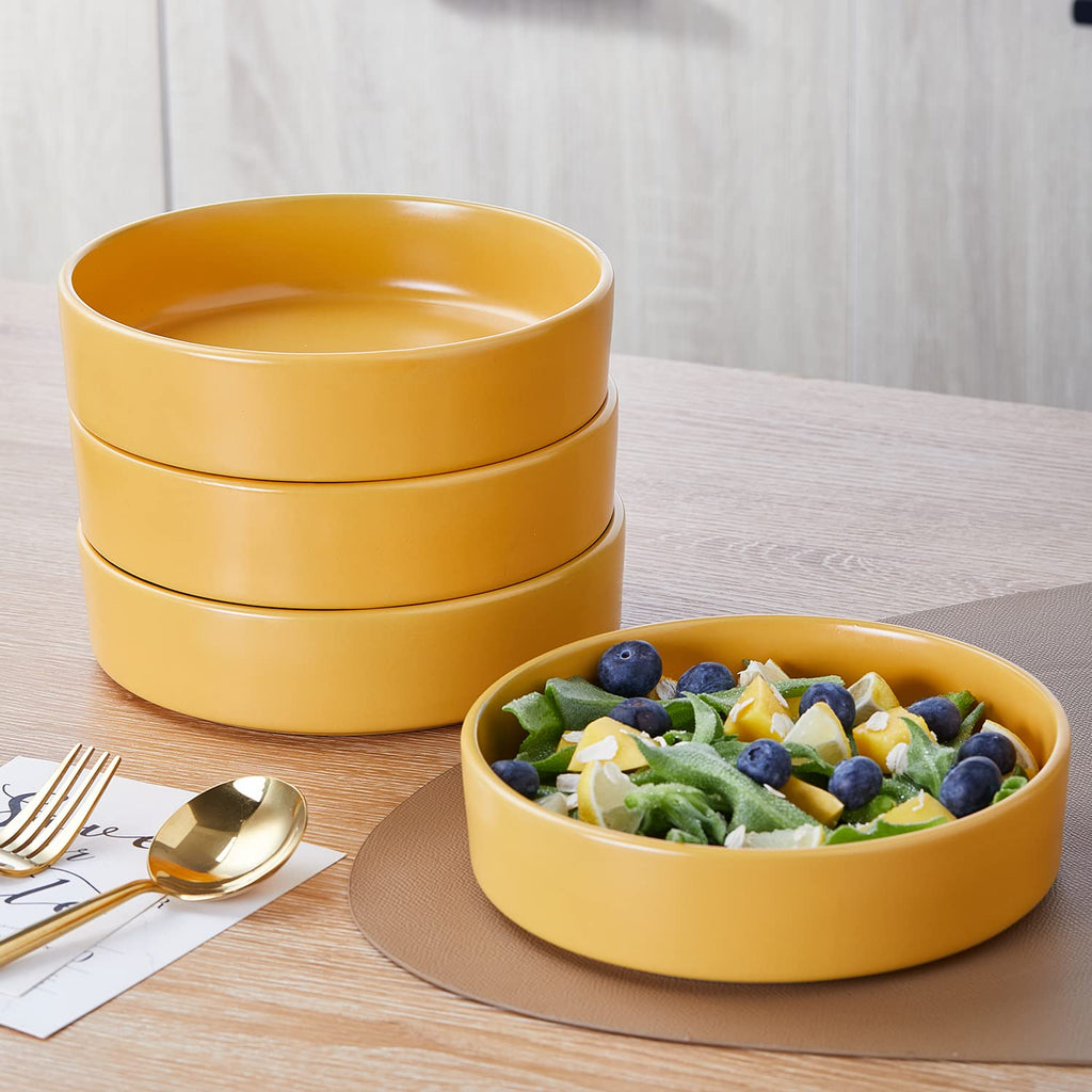 Stone Lain Celina Stoneware 16 Piece Dinnerware Set, Plates and Bowls, Black Matte Dish, Service for 4 – Minimalist Round Style, Microwave & Dishwasher Safe