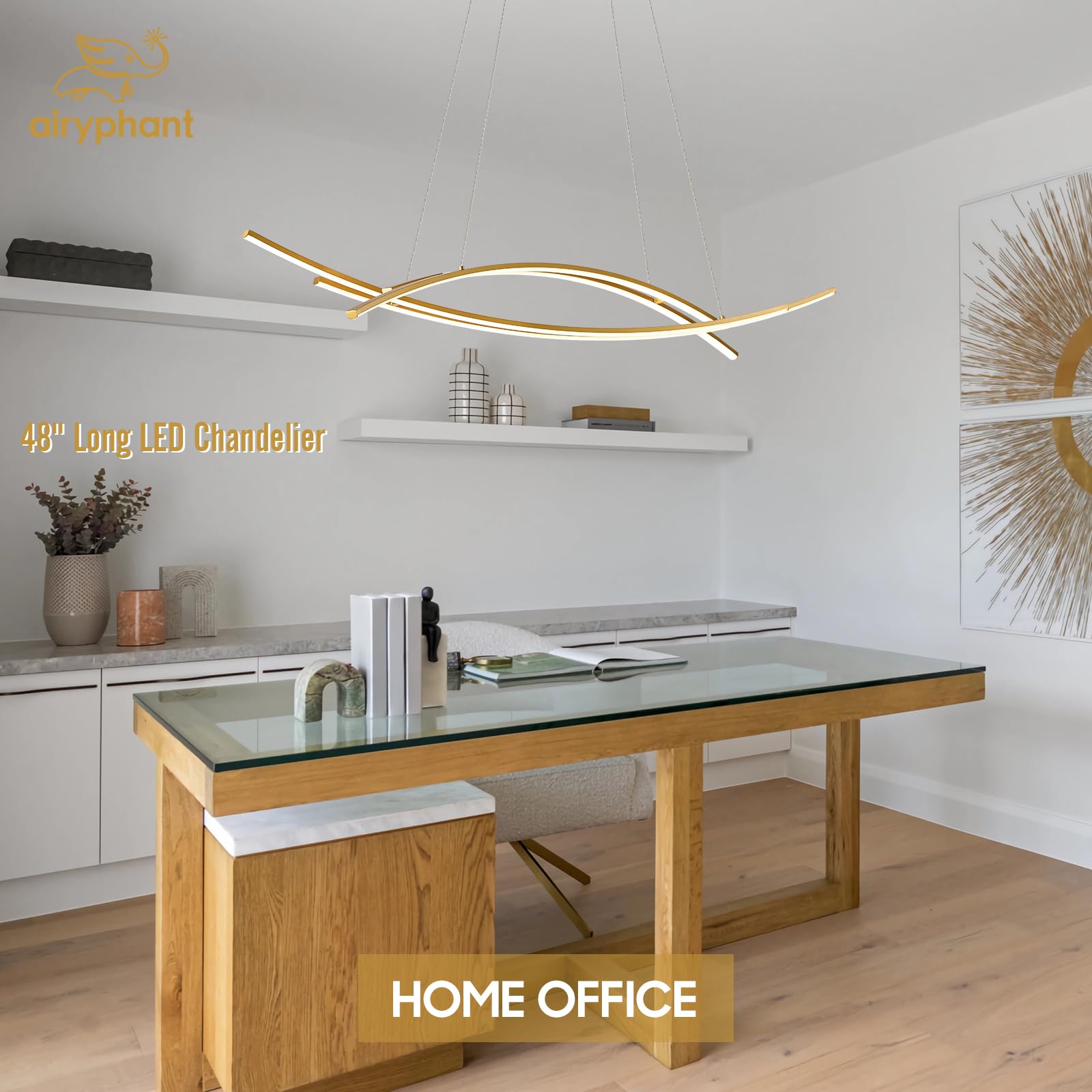 Black LED Chandelier for Dining Room, 27.76in Dimmable 4-Lights Modern Ceiling Pendant Light Fixture for Kitchen Living Room Entry Foyer 3000K/4000K/5000K 24W