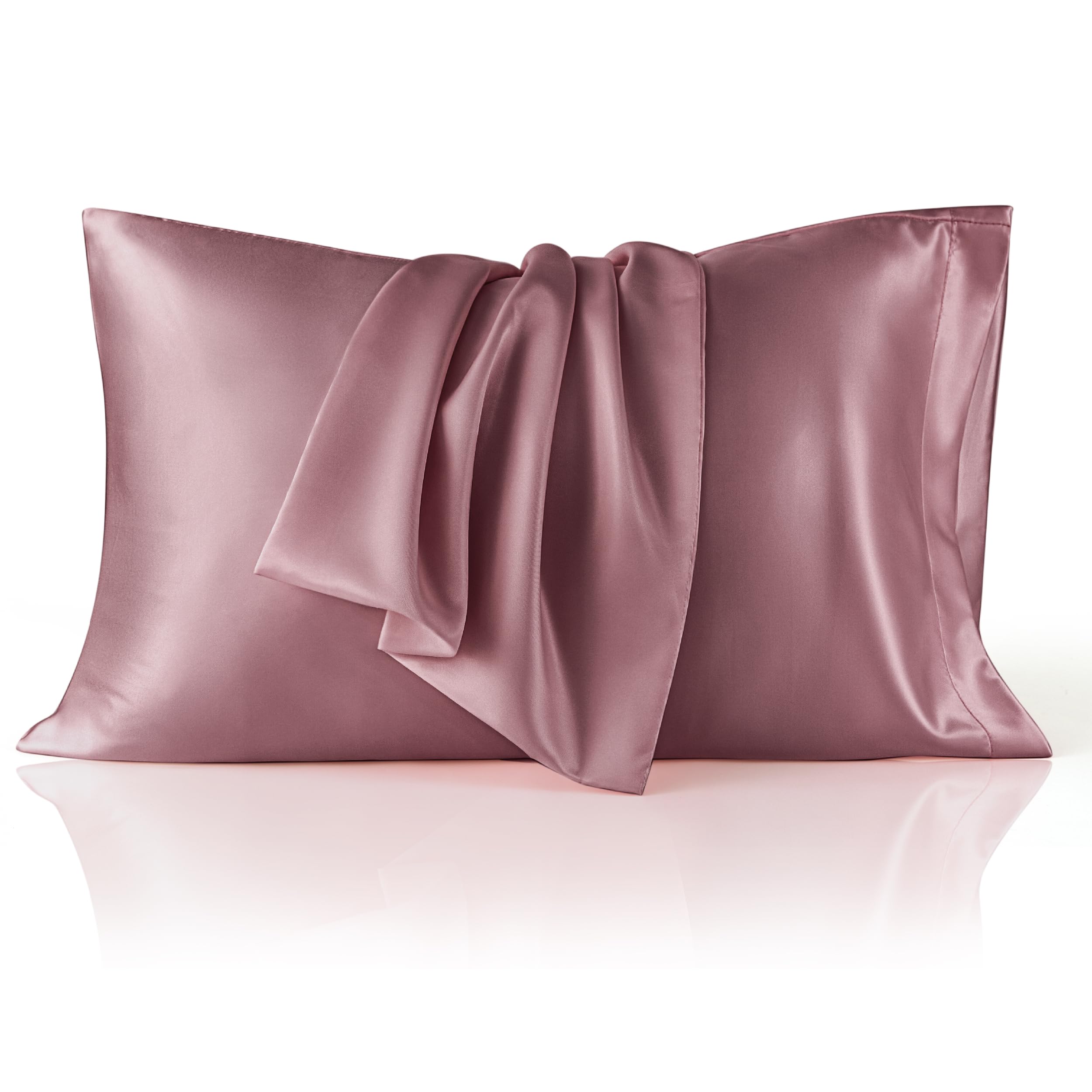 Bedsure Satin Pillowcases, Similar to Silk Pillow Cases Queen Size Set of 2, Cooling Pillow Case for Sleeping Women with Envelope Closure, Gifts for Women Men, Beige, 20x30 Inches, 2pcs
