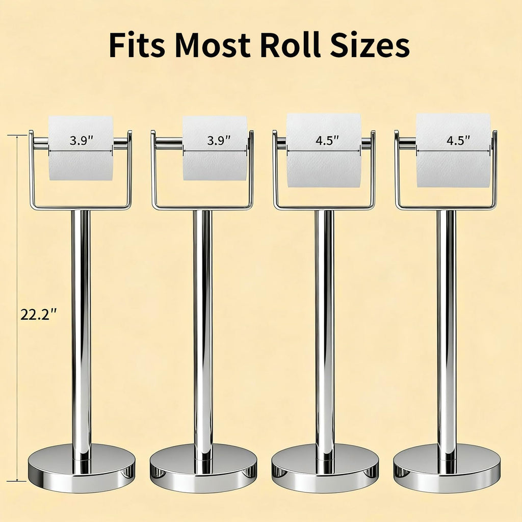 YUMORE Heavy Duty Toilet Paper Holder Stand, Extra-Weighted Base No Tipping, Stainless Steel Toilet Paper Stand, Free Standing Floor Tissue Roll Holder for Bathroom, Matte Black 200UP