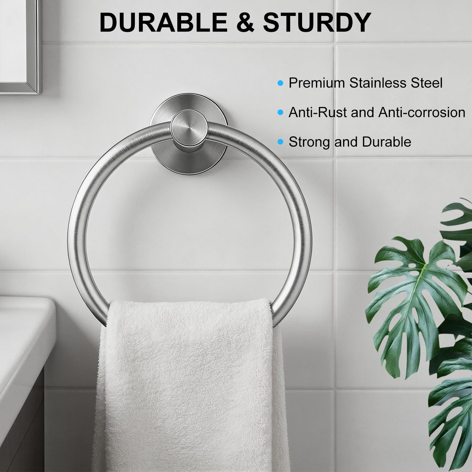 SetSail Towel Holder for Bathroom Wall Matte Black Towel Ring Stainless Steel Hand Towel Holder Heavy Duty Towel Hanger for Bath, Kitchen