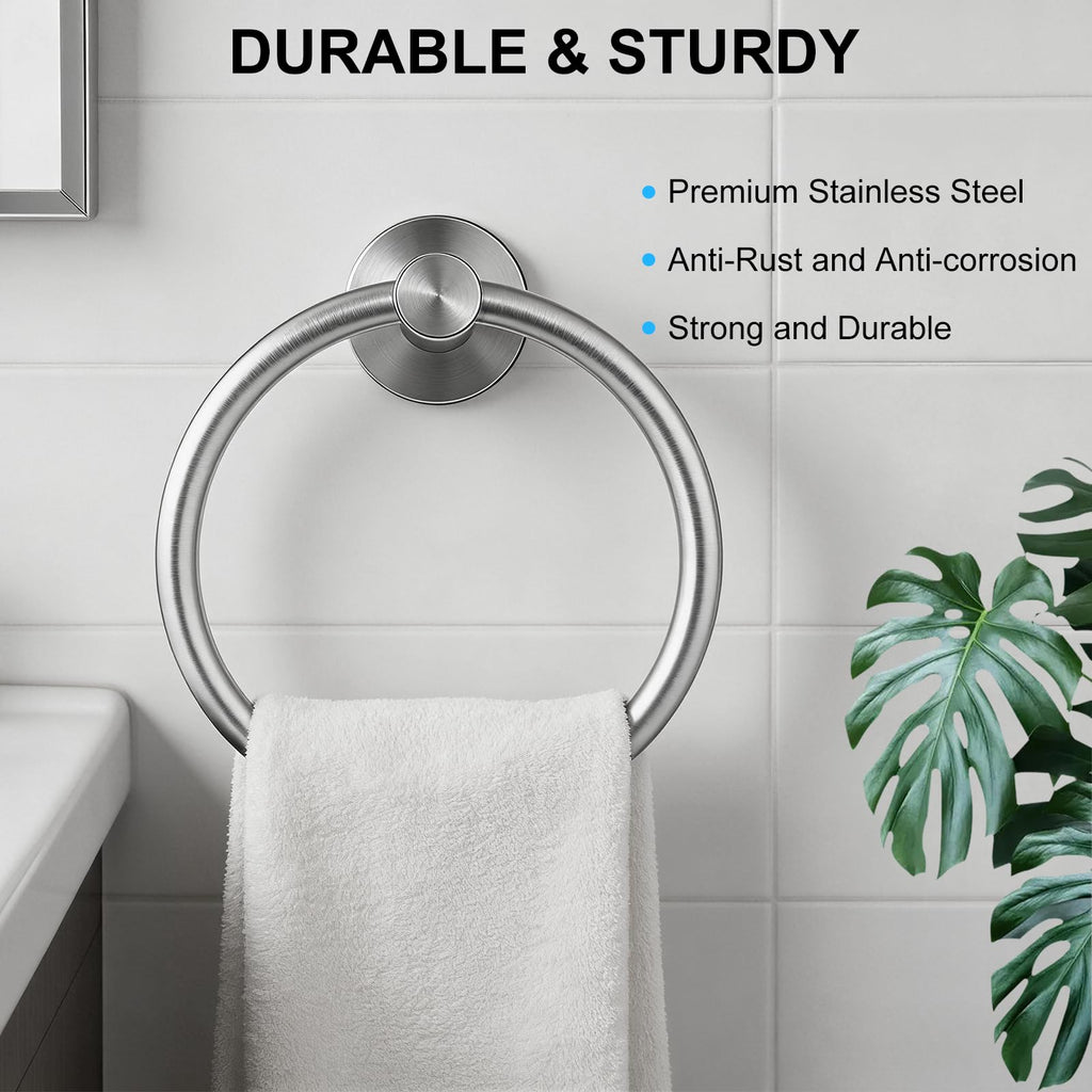 SetSail Towel Holder for Bathroom Wall Matte Black Towel Ring Stainless Steel Hand Towel Holder Heavy Duty Towel Hanger for Bath, Kitchen