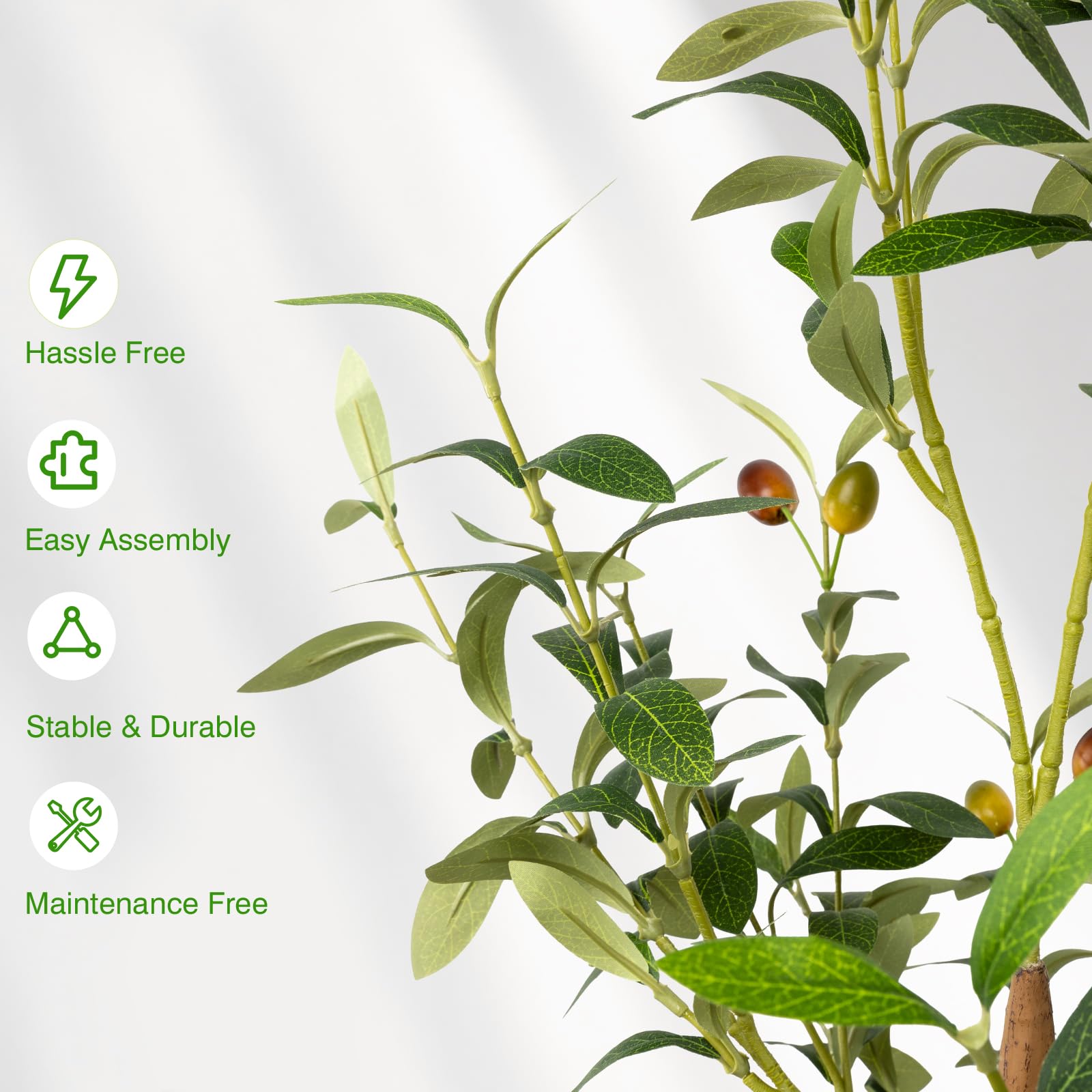 6FT Artificial Olive Tree - Indoor Tall Faux Olive Trees with Planter&Basket, Large Fake Olive Silk Tree Realistic Olive Plants with Branches and Fruits for Home Decor Office Living Room