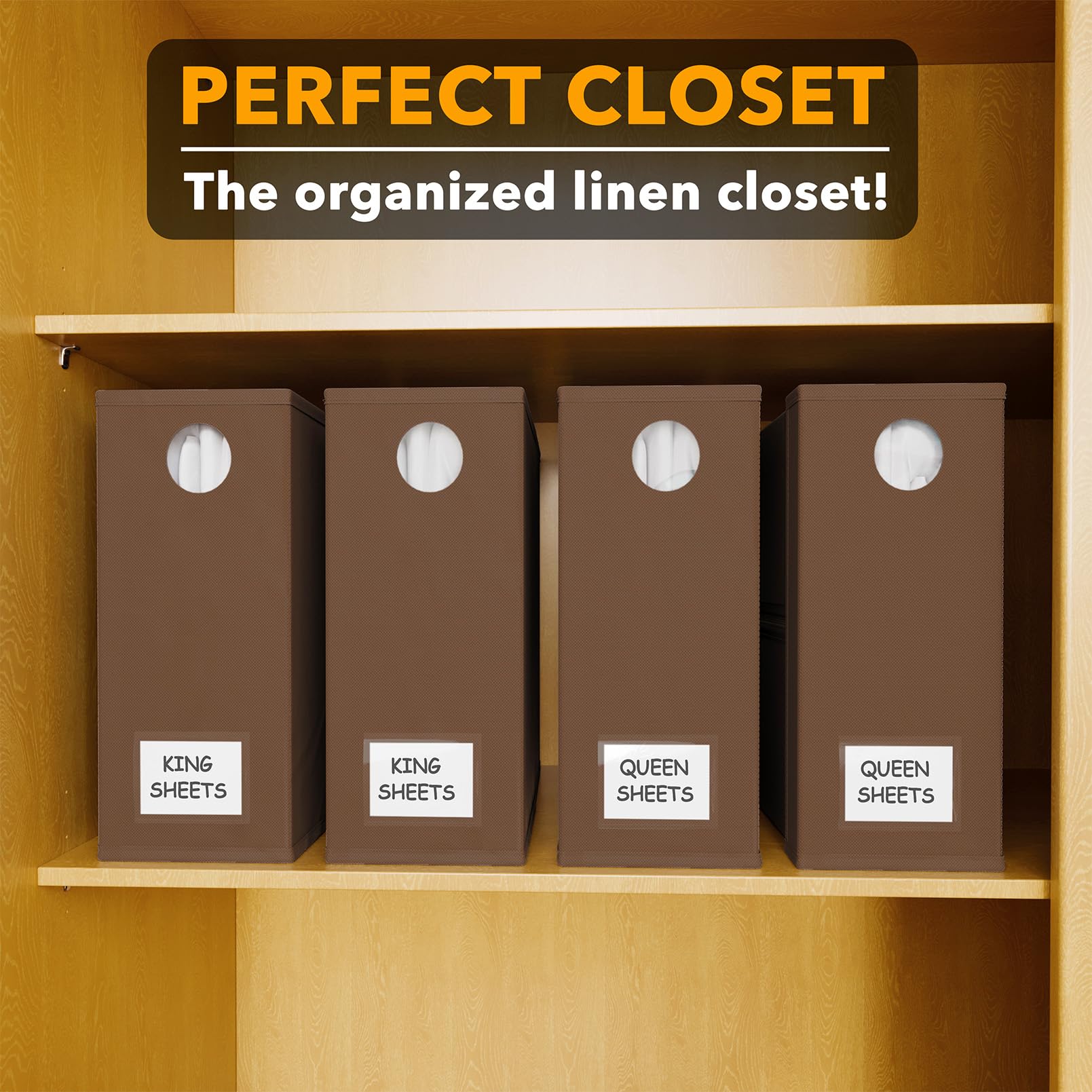 SpaceAid 4 Pack Bed Sheet Organizers and Storage, Foldable Organizer for Linen Closet, Sheets Set Folder Keeper with Window XL (Queen & King Size) Organizing Bedding Container, Gray 91ZDSN-SL01-G4