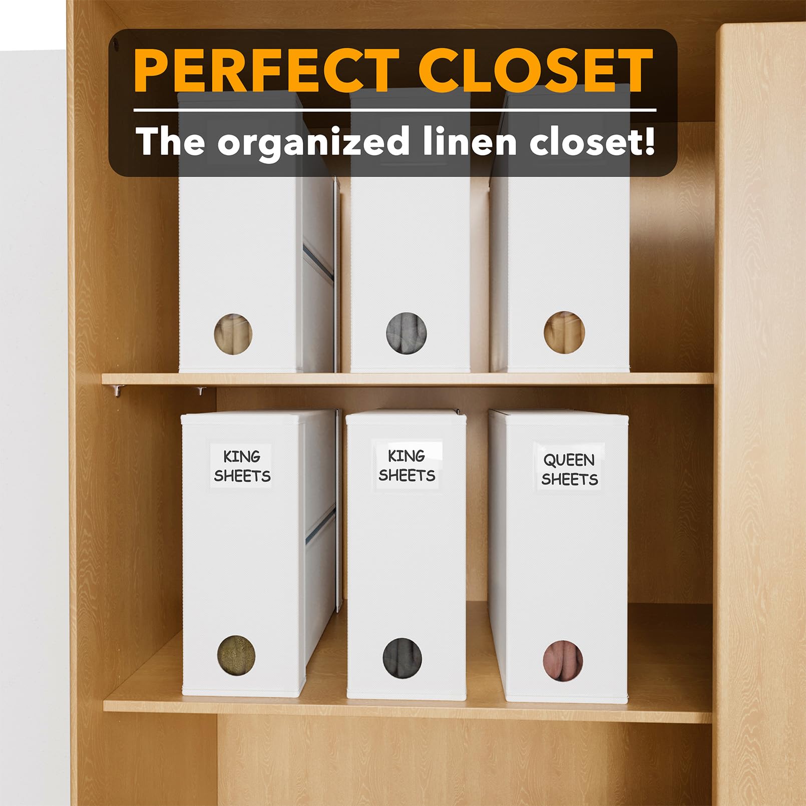 SpaceAid 4 Pack Bed Sheet Organizers and Storage, Foldable Organizer for Linen Closet, Sheets Set Folder Keeper with Window XL (Queen & King Size) Organizing Bedding Container, Gray 91ZDSN-SL01-G4