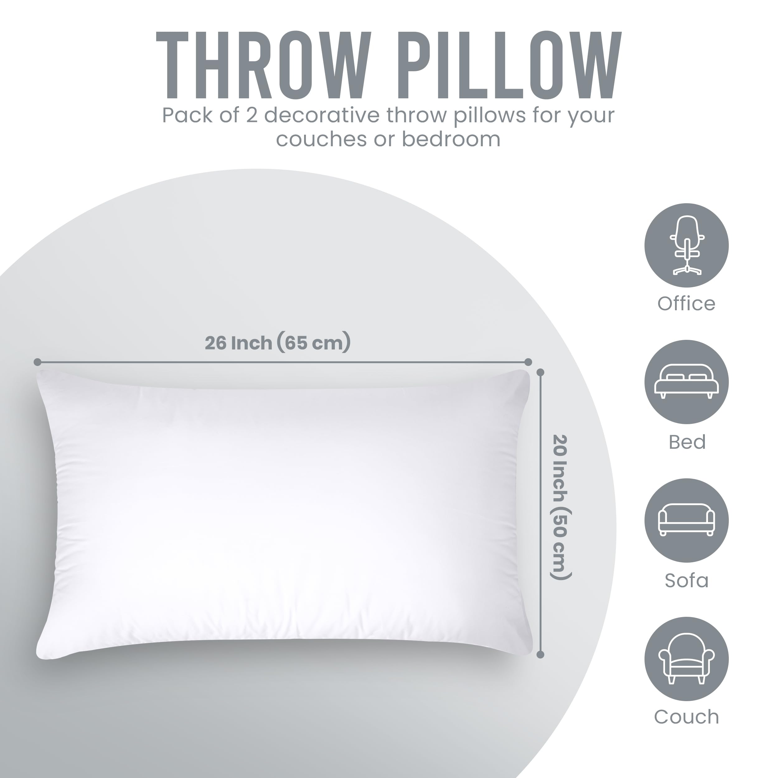 Utopia Bedding 18x18 Pillow Inserts, Set of 2, White – Indoor Decorative Throw Pillows for Bed, Sofa & Couch – Soft, Supportive & Fluffy Cushion Inserts