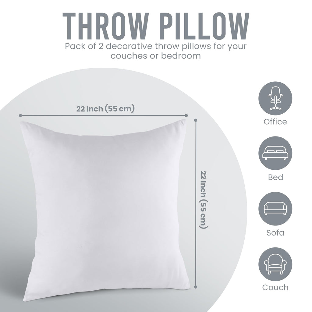 Utopia Bedding 18x18 Pillow Inserts, Set of 2, White – Indoor Decorative Throw Pillows for Bed, Sofa & Couch – Soft, Supportive & Fluffy Cushion Inserts