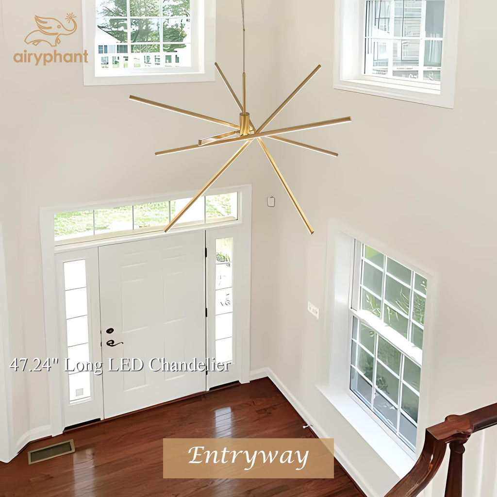 Black LED Chandelier for Dining Room, 27.76in Dimmable 4-Lights Modern Ceiling Pendant Light Fixture for Kitchen Living Room Entry Foyer 3000K/4000K/5000K 24W