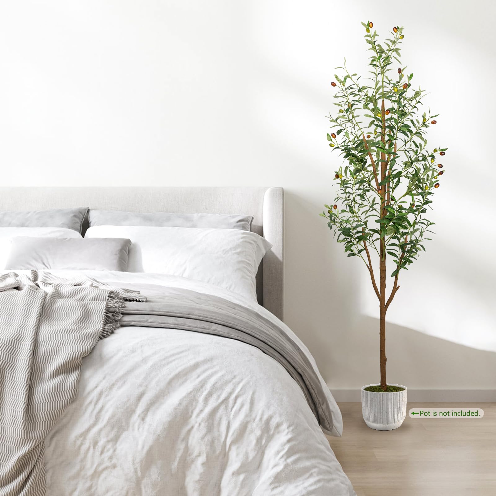 6FT Artificial Olive Tree - Indoor Tall Faux Olive Trees with Planter&Basket, Large Fake Olive Silk Tree Realistic Olive Plants with Branches and Fruits for Home Decor Office Living Room