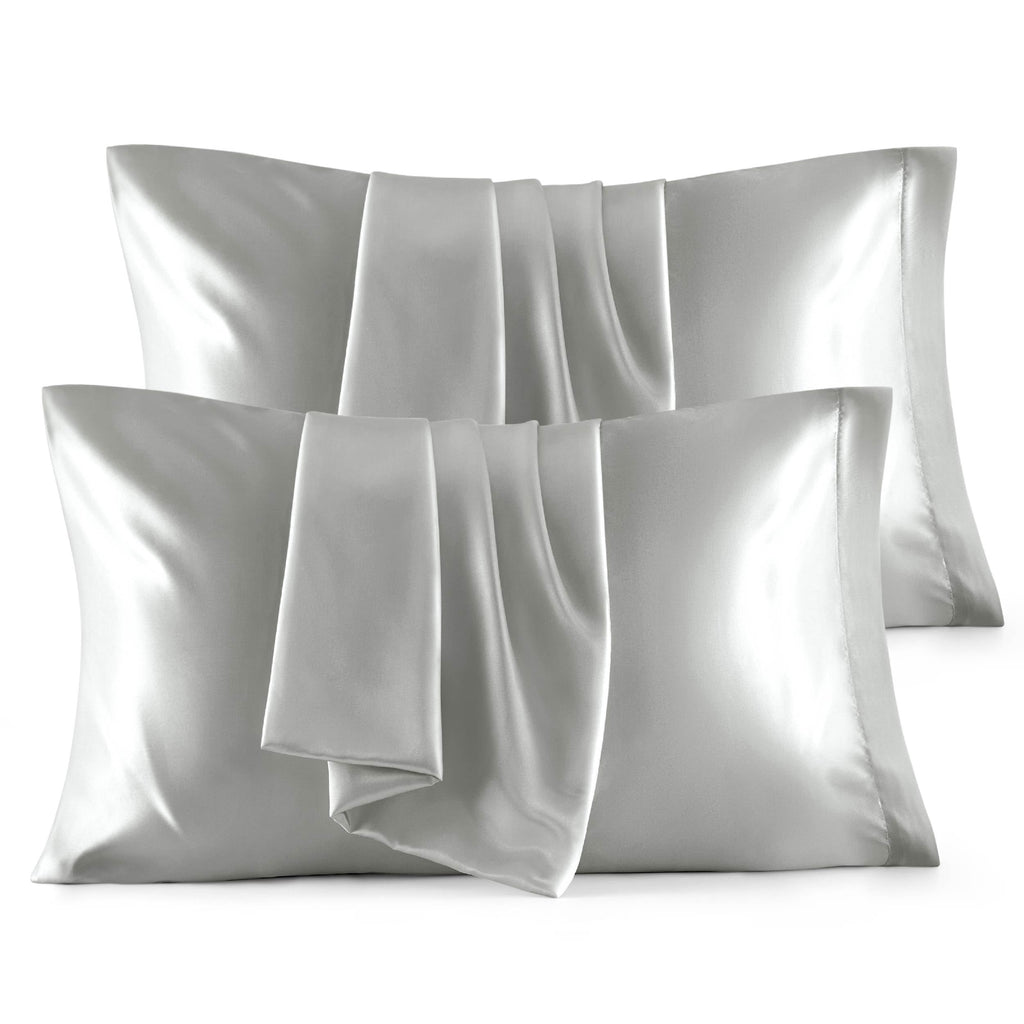 Bedsure Satin Pillowcases, Similar to Silk Pillow Cases Queen Size Set of 2, Cooling Pillow Case for Sleeping Women with Envelope Closure, Gifts for Women Men, Beige, 20x30 Inches, 2pcs