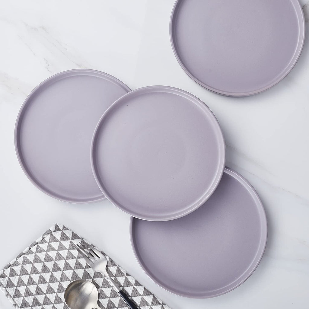 Stone Lain Celina Stoneware 16 Piece Dinnerware Set, Plates and Bowls, Black Matte Dish, Service for 4 – Minimalist Round Style, Microwave & Dishwasher Safe