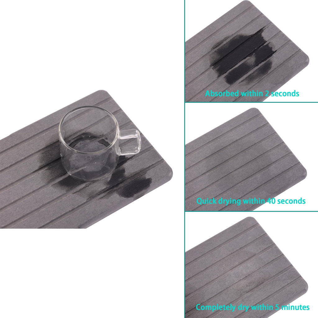 NiuYichee 2 PCS Water Absorbent diatomite Coasters, 8.3" x 4" Water Absorbing Stone Tray for Sink, Stone Drying mat for Kitchen Counter, Stone soap Tray Used for Hand Soaps & toiletries & Plants
