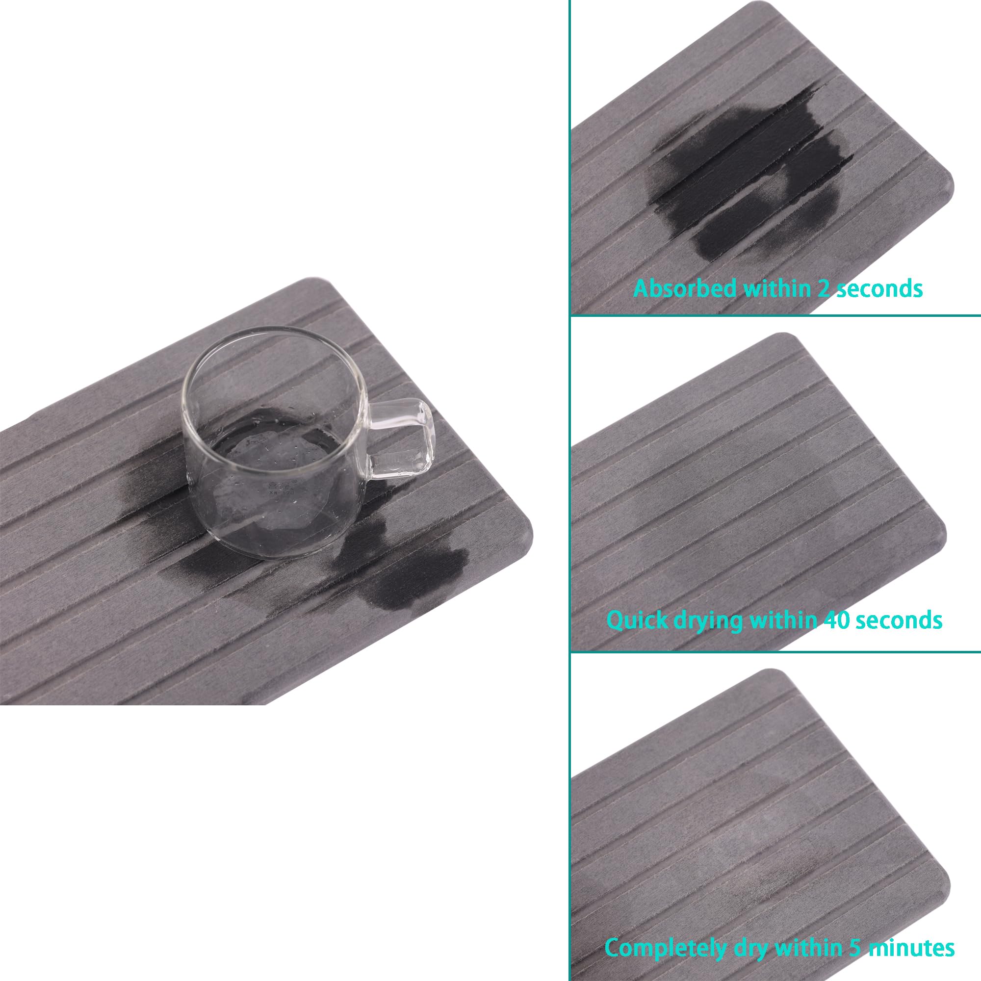 NiuYichee 2 PCS Water Absorbent diatomite Coasters, 8.3" x 4" Water Absorbing Stone Tray for Sink, Stone Drying mat for Kitchen Counter, Stone soap Tray Used for Hand Soaps & toiletries & Plants
