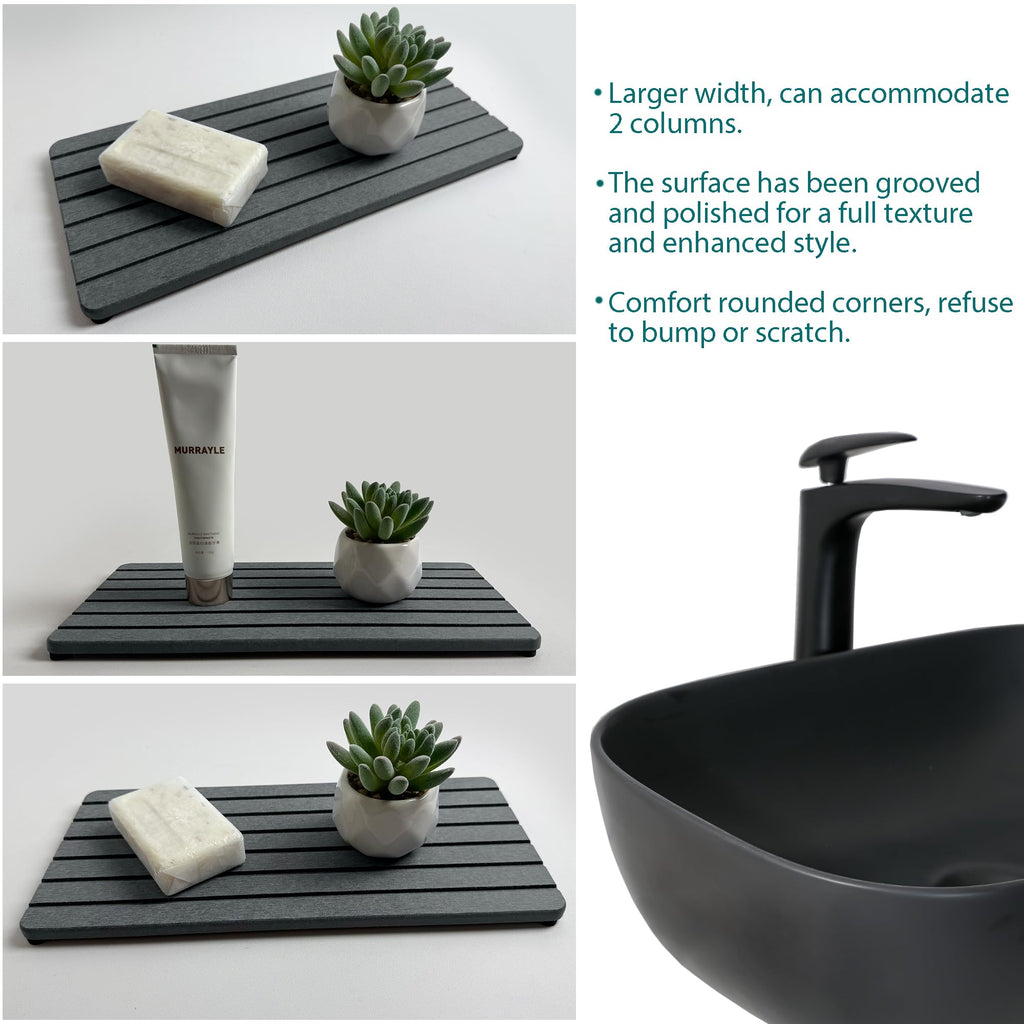 NiuYichee 2 PCS Water Absorbent diatomite Coasters, 8.3" x 4" Water Absorbing Stone Tray for Sink, Stone Drying mat for Kitchen Counter, Stone soap Tray Used for Hand Soaps & toiletries & Plants