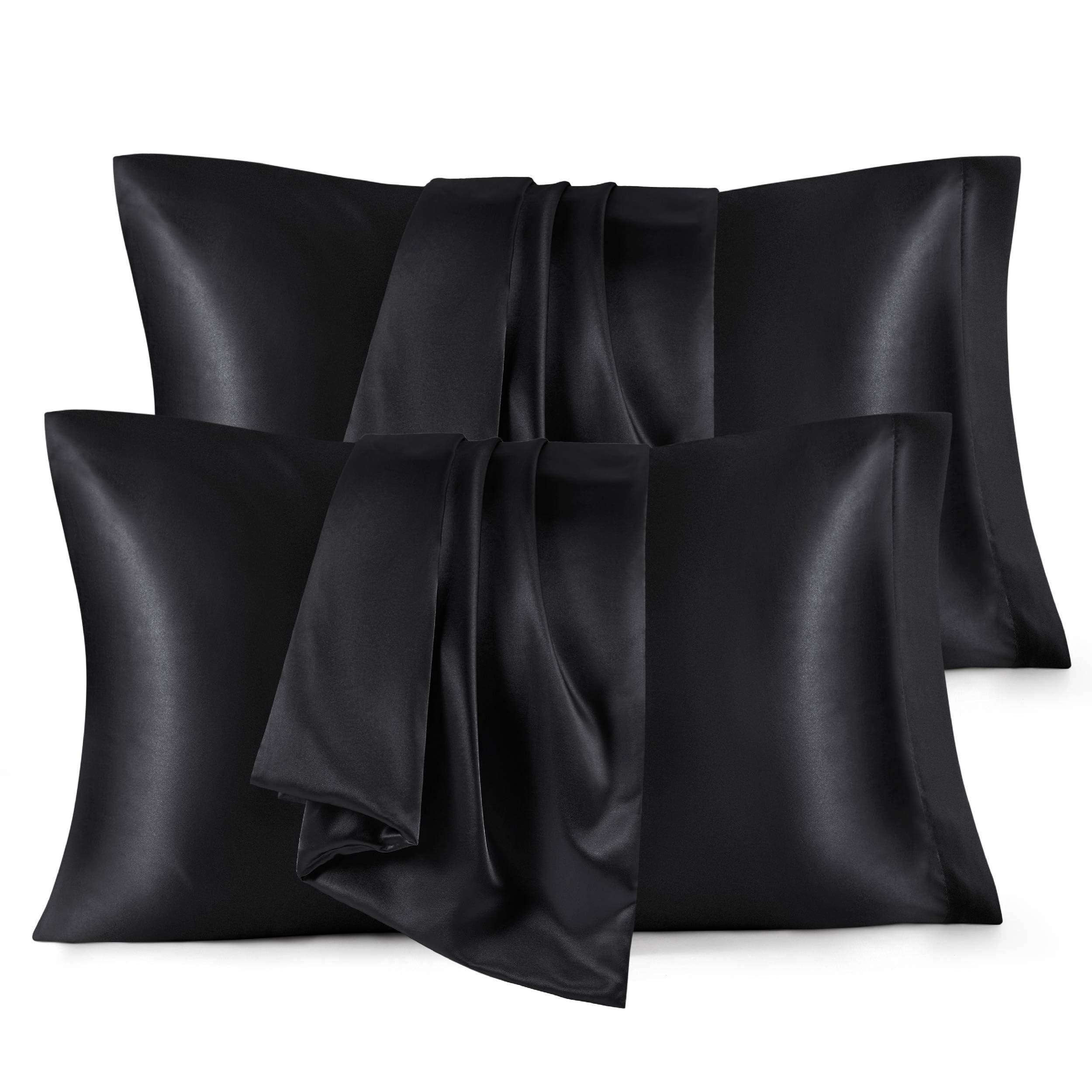 Bedsure Satin Pillowcases, Similar to Silk Pillow Cases Queen Size Set of 2, Cooling Pillow Case for Sleeping Women with Envelope Closure, Gifts for Women Men, Beige, 20x30 Inches, 2pcs