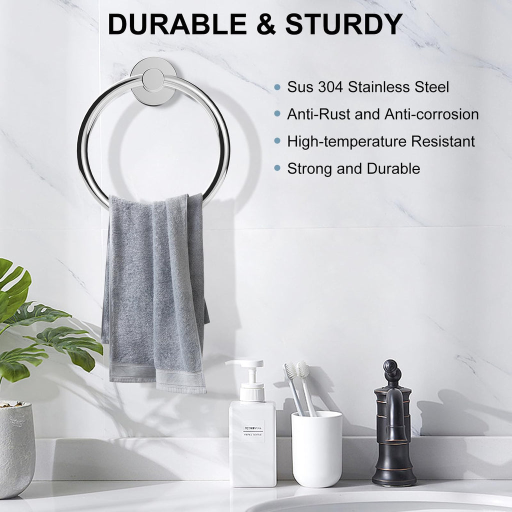 SetSail Towel Holder for Bathroom Wall Matte Black Towel Ring Stainless Steel Hand Towel Holder Heavy Duty Towel Hanger for Bath, Kitchen