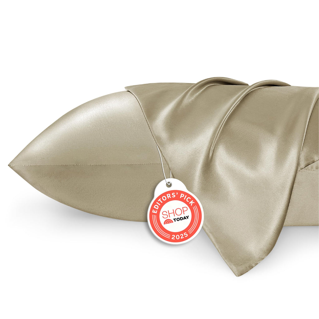 Bedsure Satin Pillowcases, Similar to Silk Pillow Cases Queen Size Set of 2, Cooling Pillow Case for Sleeping Women with Envelope Closure, Gifts for Women Men, Beige, 20x30 Inches, 2pcs