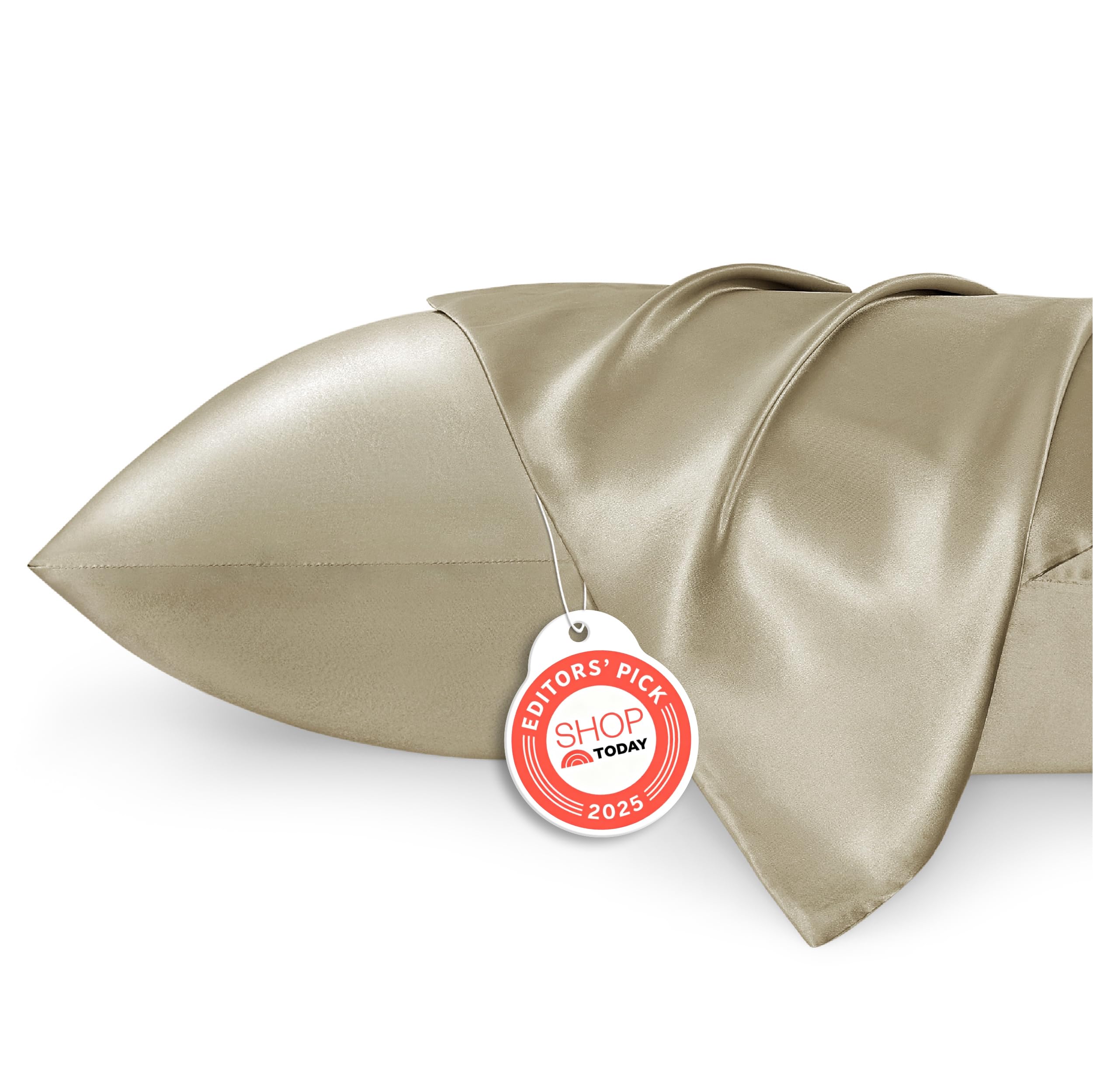 Bedsure Satin Pillowcases, Similar to Silk Pillow Cases Queen Size Set of 2, Cooling Pillow Case for Sleeping Women with Envelope Closure, Gifts for Women Men, Beige, 20x30 Inches, 2pcs