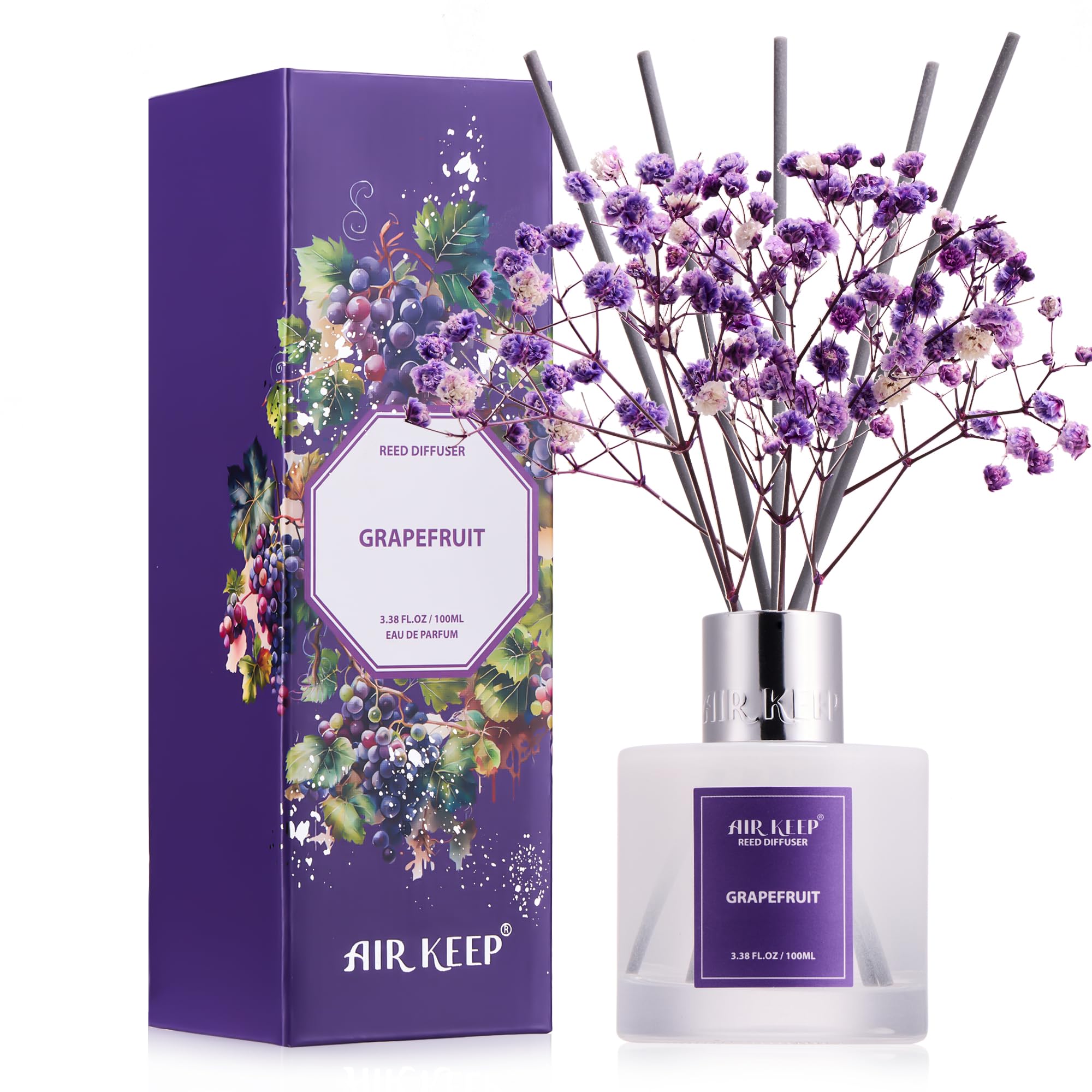 Airkeep Reed Diffuser Set,3.38 fl oz (100 ml) - Clean Linen Oil Diffusers with 8 Reed Sticks,Home Fragrance Reed Diffuser for Bathroom Shelf Decor