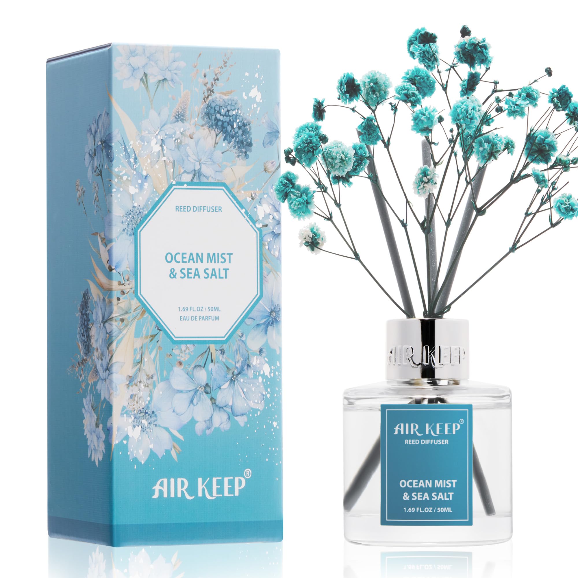 Airkeep Reed Diffuser Set,3.38 fl oz (100 ml) - Clean Linen Oil Diffusers with 8 Reed Sticks,Home Fragrance Reed Diffuser for Bathroom Shelf Decor