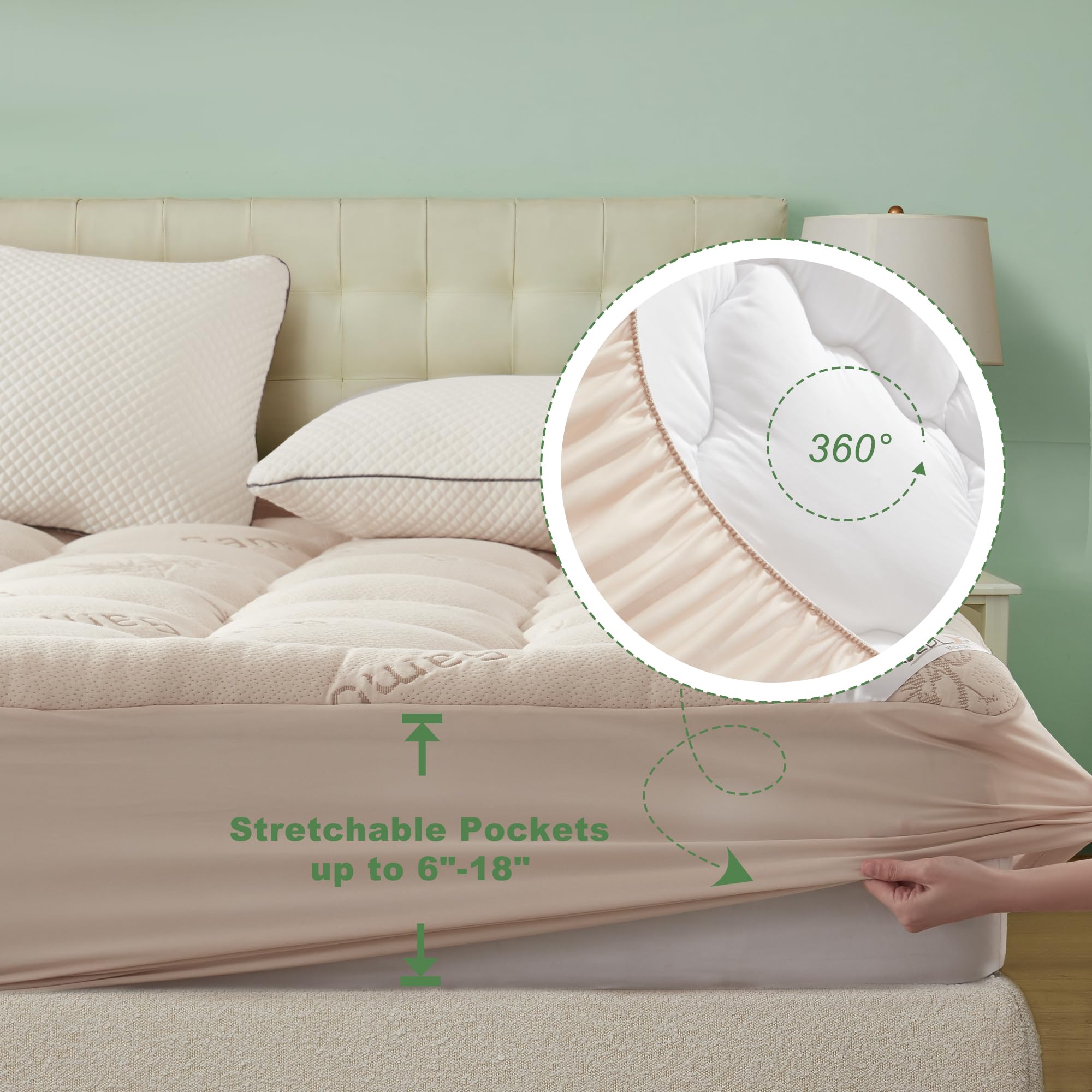 BEDLORE California King Mattress Topper Viscose Derived from Bamboo, Thick Pillow Top Mattress Pad with Stretchable Pockets for 6"-18" Mattress, Soft Mattress Topper for Back Pain Relief(Dark Gray)
