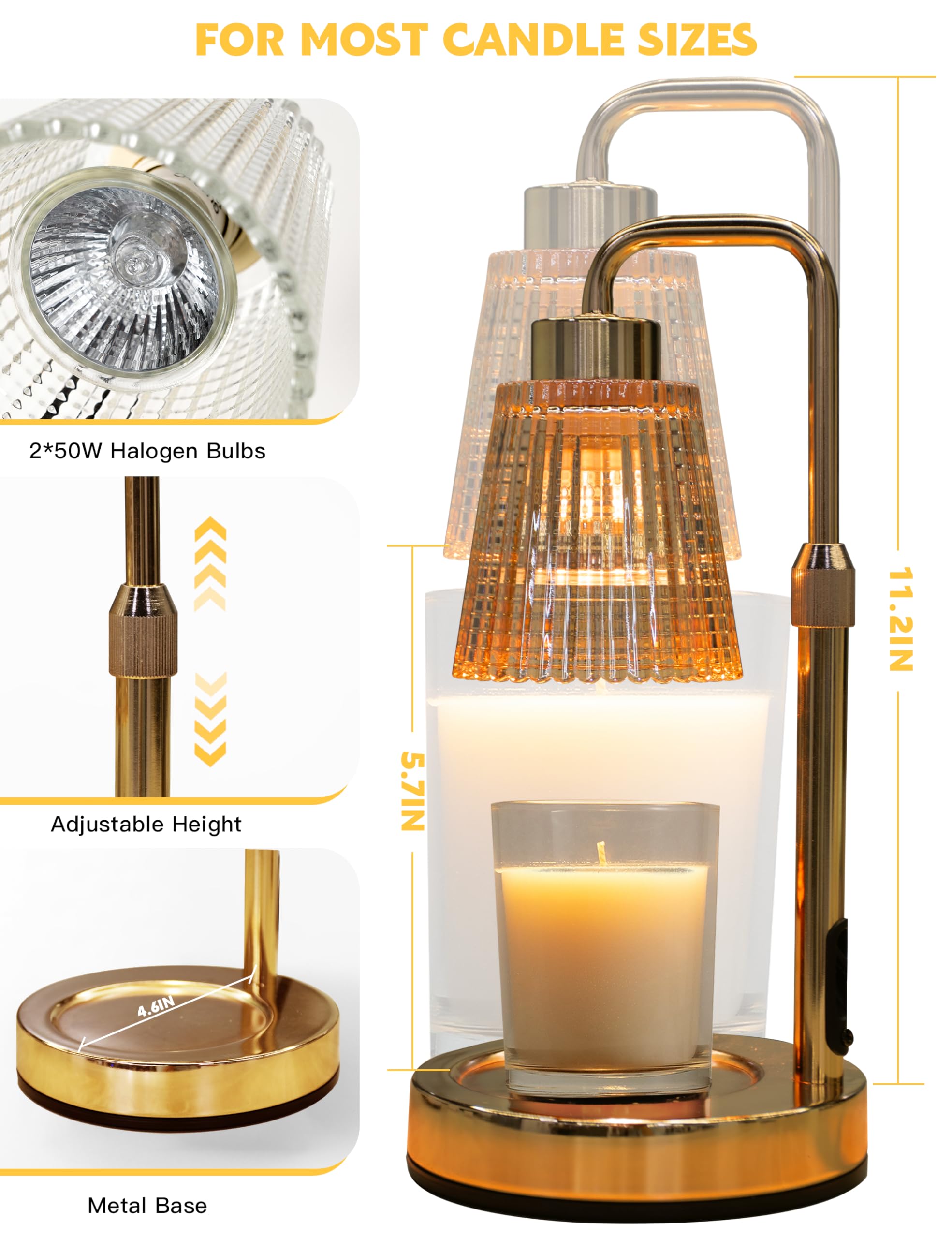 GODONLIF Candle Warmer Lamp with Cycle Timer, Birthday Gifts for Women Mom Her, House Warming Gifts New Home Room Decor, Wax Melt Warmer for Jar Candles with 2 Bulbs