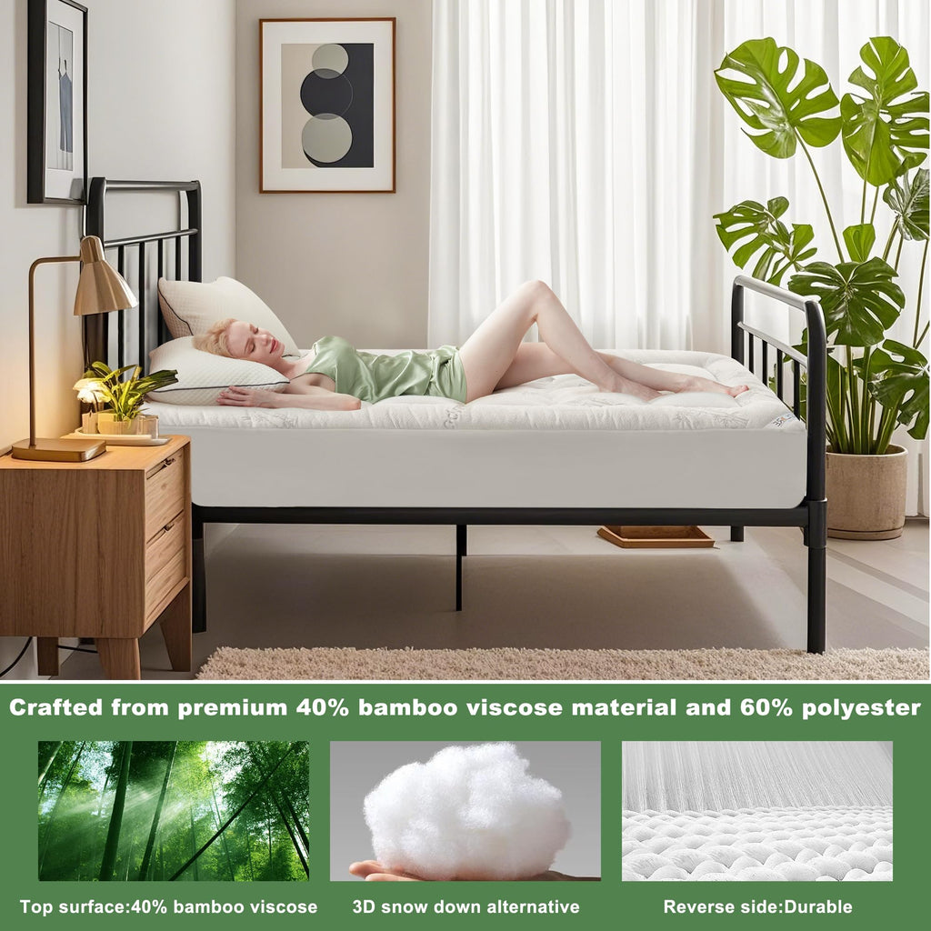BEDLORE California King Mattress Topper Viscose Derived from Bamboo, Thick Pillow Top Mattress Pad with Stretchable Pockets for 6"-18" Mattress, Soft Mattress Topper for Back Pain Relief(Dark Gray)
