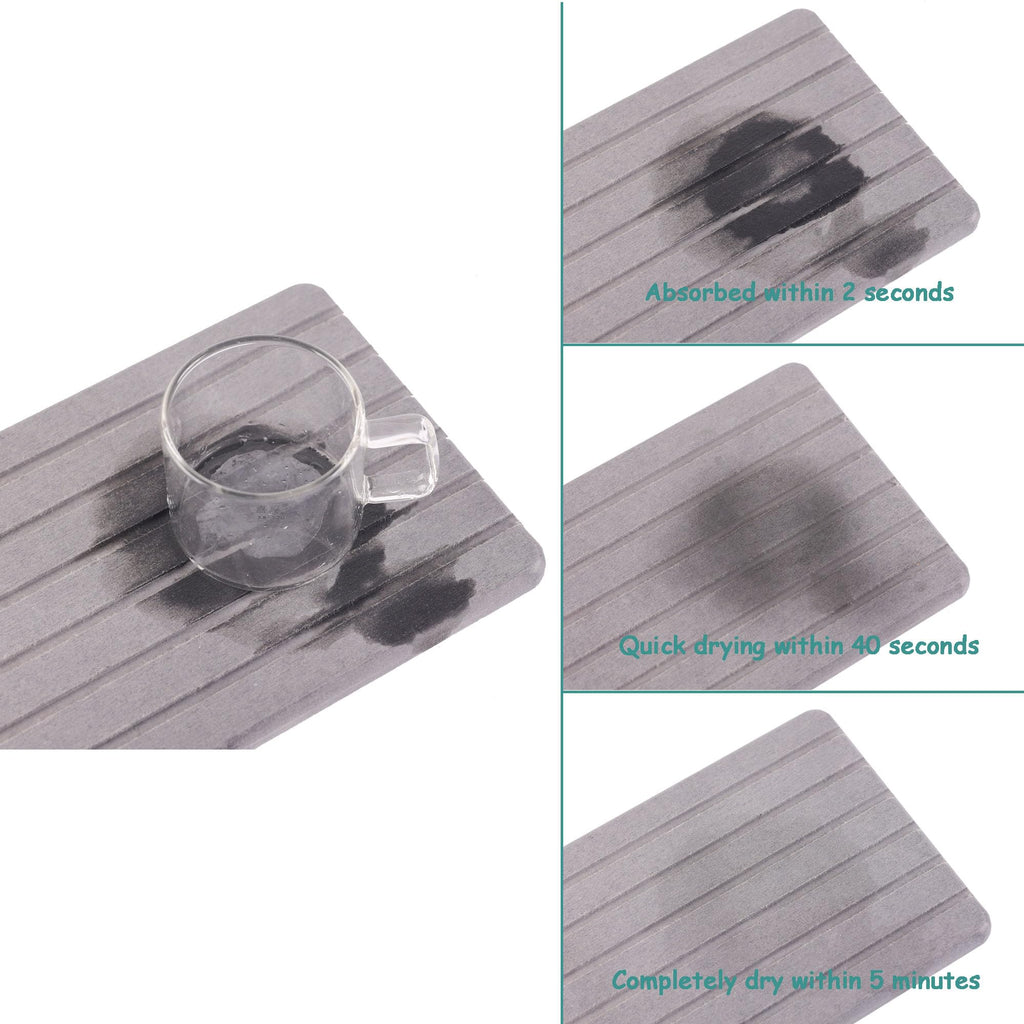 NiuYichee 2 PCS Water Absorbent diatomite Coasters, 8.3" x 4" Water Absorbing Stone Tray for Sink, Stone Drying mat for Kitchen Counter, Stone soap Tray Used for Hand Soaps & toiletries & Plants