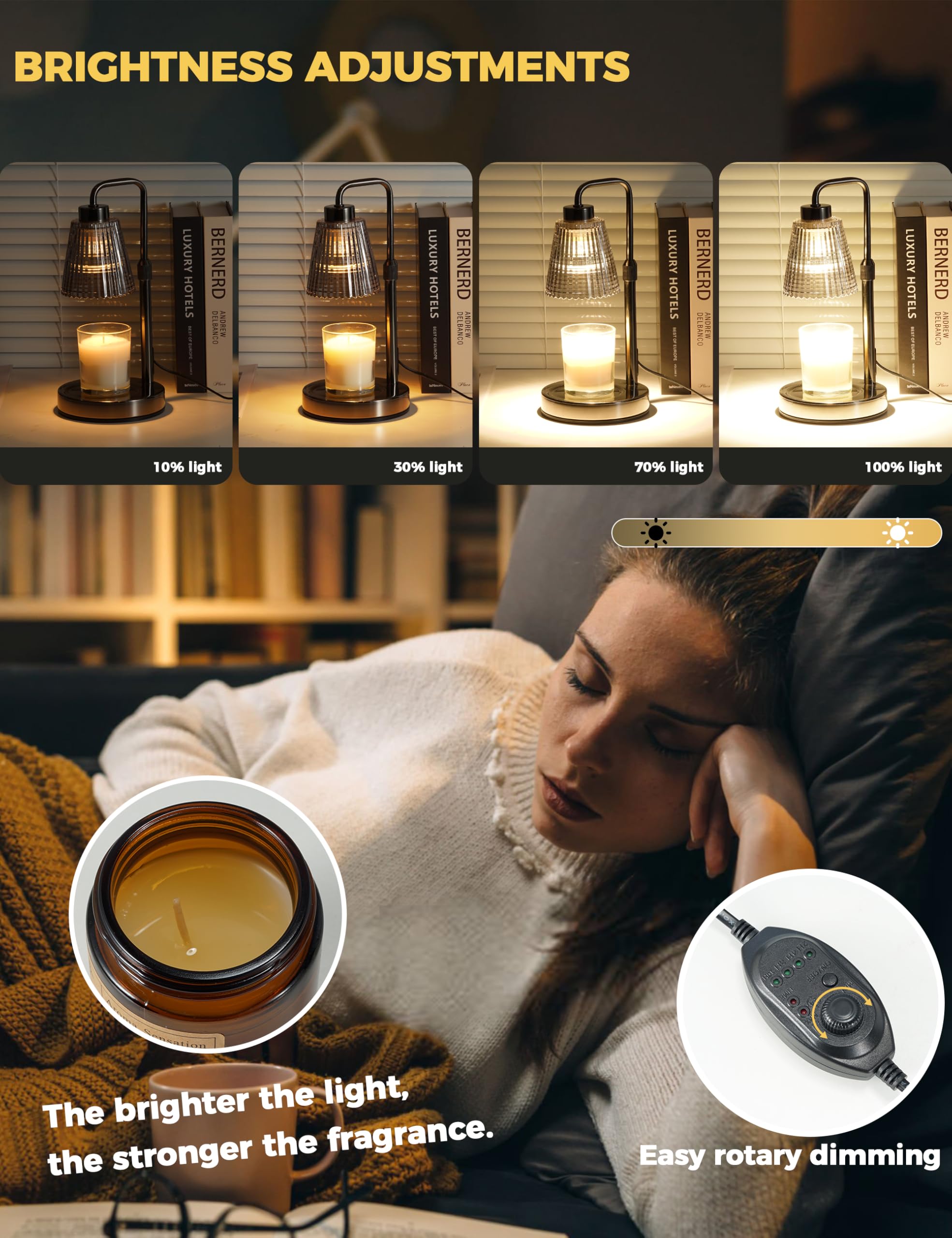 GODONLIF Candle Warmer Lamp with Cycle Timer, Birthday Gifts for Women Mom Her, House Warming Gifts New Home Room Decor, Wax Melt Warmer for Jar Candles with 2 Bulbs
