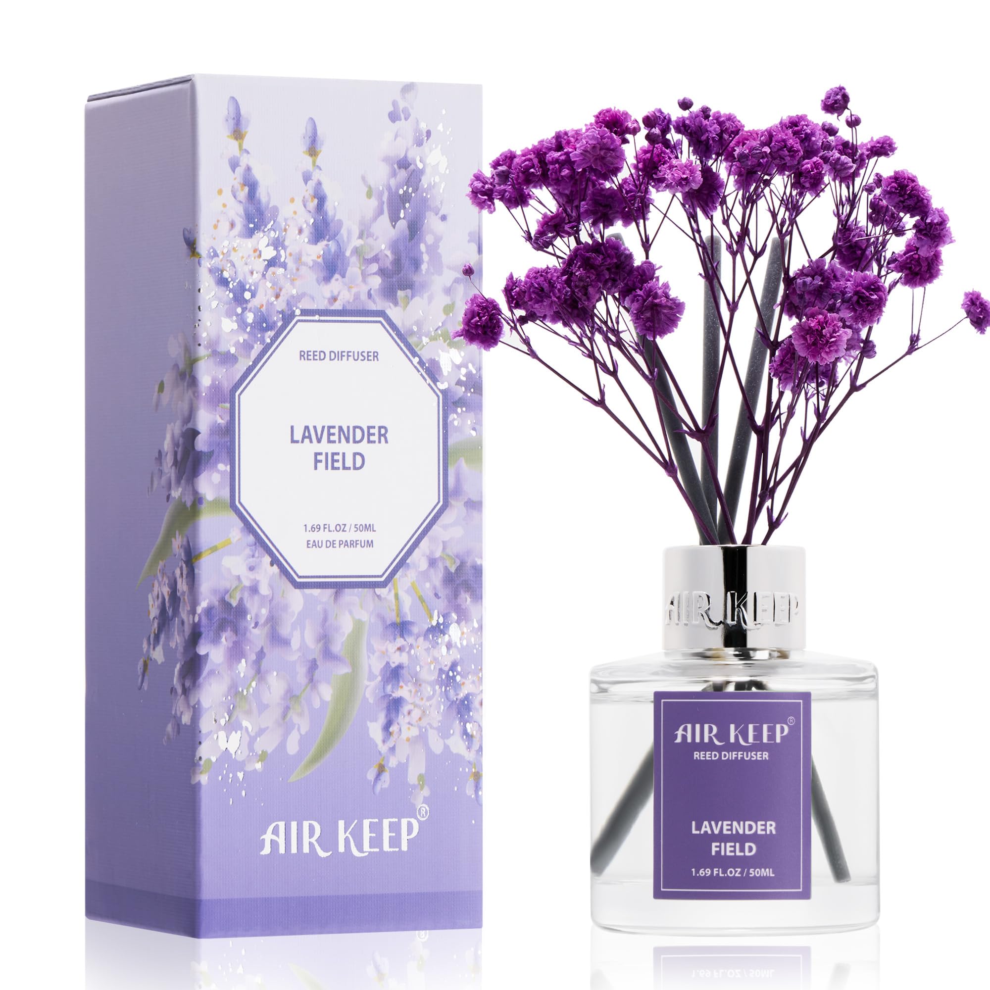Airkeep Reed Diffuser Set,3.38 fl oz (100 ml) - Clean Linen Oil Diffusers with 8 Reed Sticks,Home Fragrance Reed Diffuser for Bathroom Shelf Decor