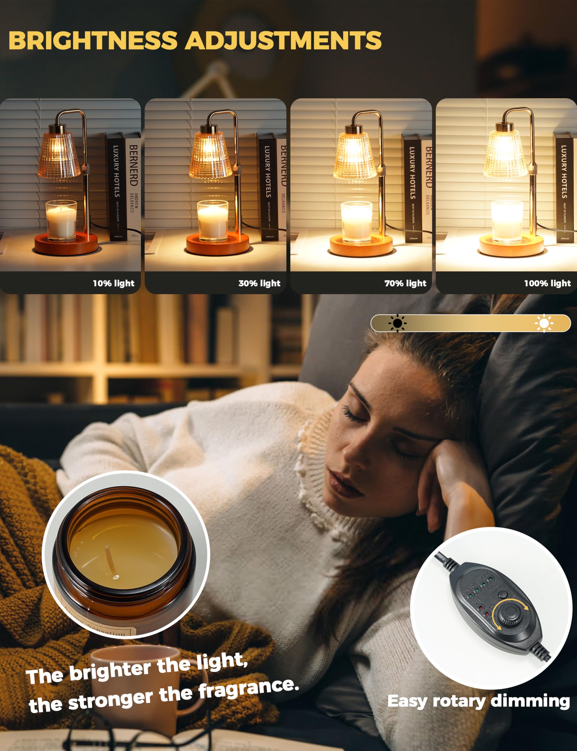 GODONLIF Candle Warmer Lamp with Cycle Timer, Birthday Gifts for Women Mom Her, House Warming Gifts New Home Room Decor, Wax Melt Warmer for Jar Candles with 2 Bulbs