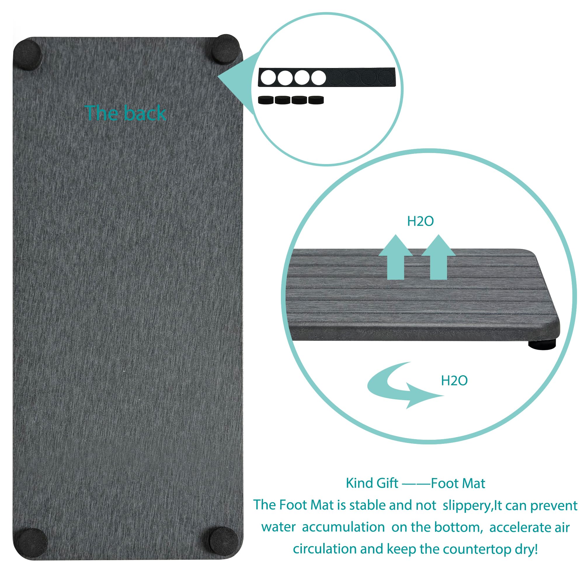 NiuYichee 2 PCS Water Absorbent diatomite Coasters, 8.3" x 4" Water Absorbing Stone Tray for Sink, Stone Drying mat for Kitchen Counter, Stone soap Tray Used for Hand Soaps & toiletries & Plants
