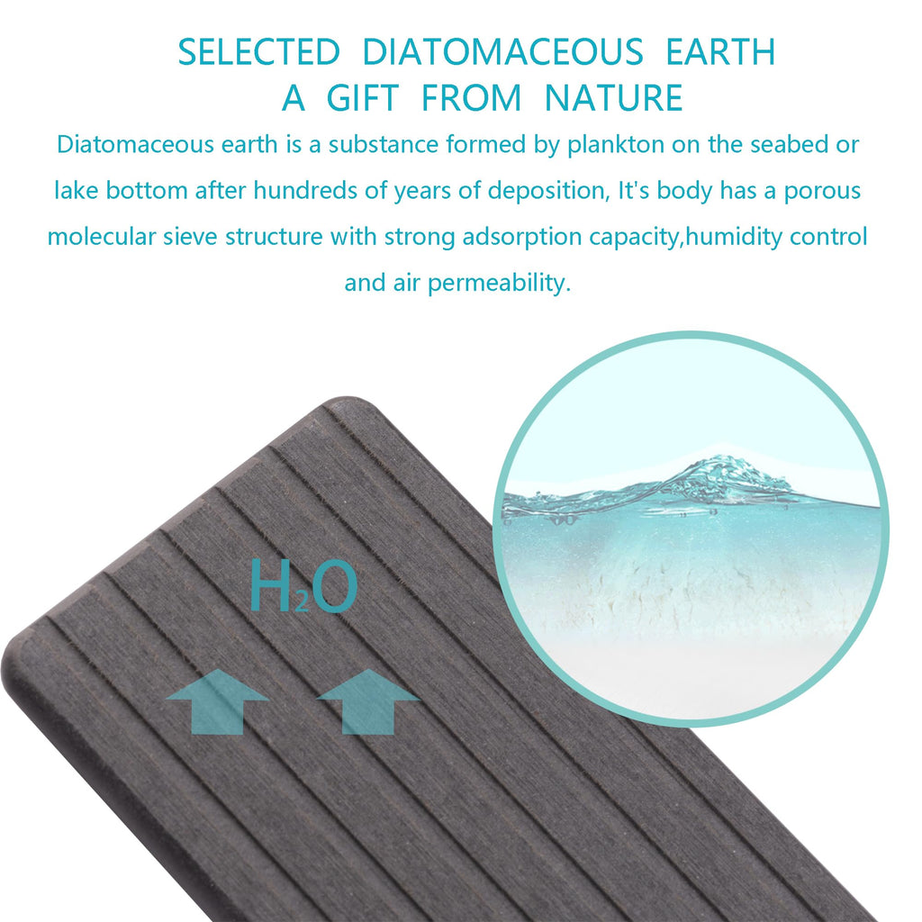 NiuYichee 2 PCS Water Absorbent diatomite Coasters, 8.3" x 4" Water Absorbing Stone Tray for Sink, Stone Drying mat for Kitchen Counter, Stone soap Tray Used for Hand Soaps & toiletries & Plants