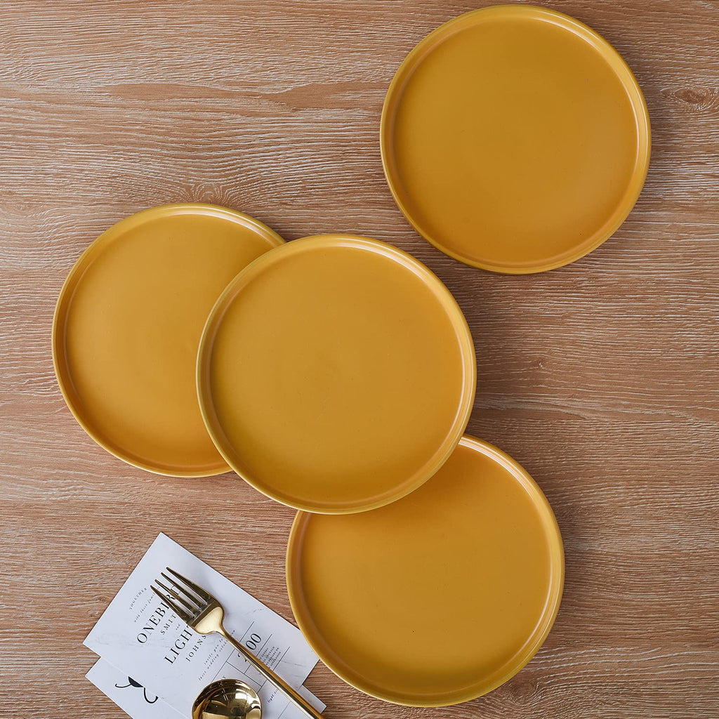 Stone Lain Celina Stoneware 16 Piece Dinnerware Set, Plates and Bowls, Black Matte Dish, Service for 4 – Minimalist Round Style, Microwave & Dishwasher Safe