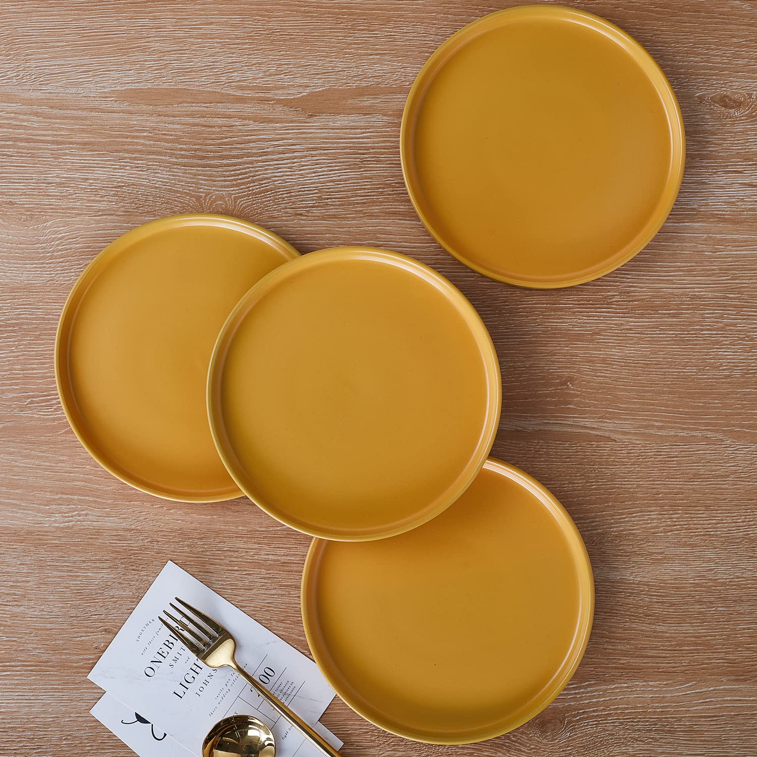 Stone Lain Celina Stoneware 16 Piece Dinnerware Set, Plates and Bowls, Black Matte Dish, Service for 4 – Minimalist Round Style, Microwave & Dishwasher Safe