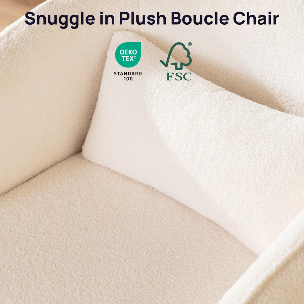 Oversized Boucle Swivel Accent Chair with 82L Hidden Storage, 360° Swivel Barrel Chair for Living Room, Small Space, Bedroom, Nursery, Modern Comfy Cloud Armchair Single Sofa, Cream White Sherpa&Teddy