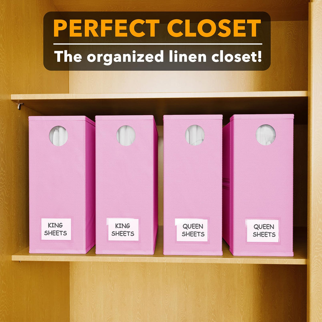 SpaceAid 4 Pack Bed Sheet Organizers and Storage, Foldable Organizer for Linen Closet, Sheets Set Folder Keeper with Window XL (Queen & King Size) Organizing Bedding Container, Gray 91ZDSN-SL01-G4