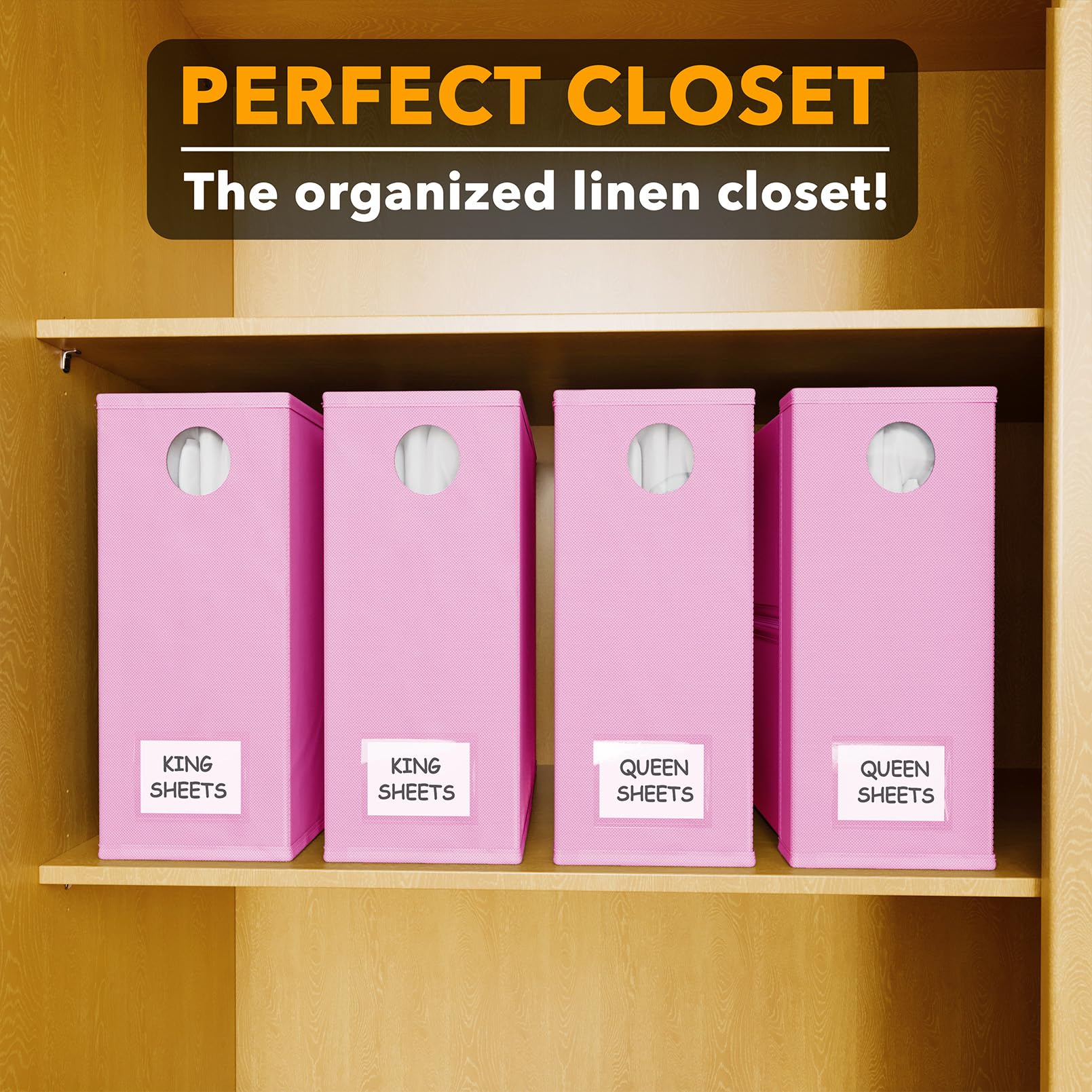 SpaceAid 4 Pack Bed Sheet Organizers and Storage, Foldable Organizer for Linen Closet, Sheets Set Folder Keeper with Window XL (Queen & King Size) Organizing Bedding Container, Gray 91ZDSN-SL01-G4