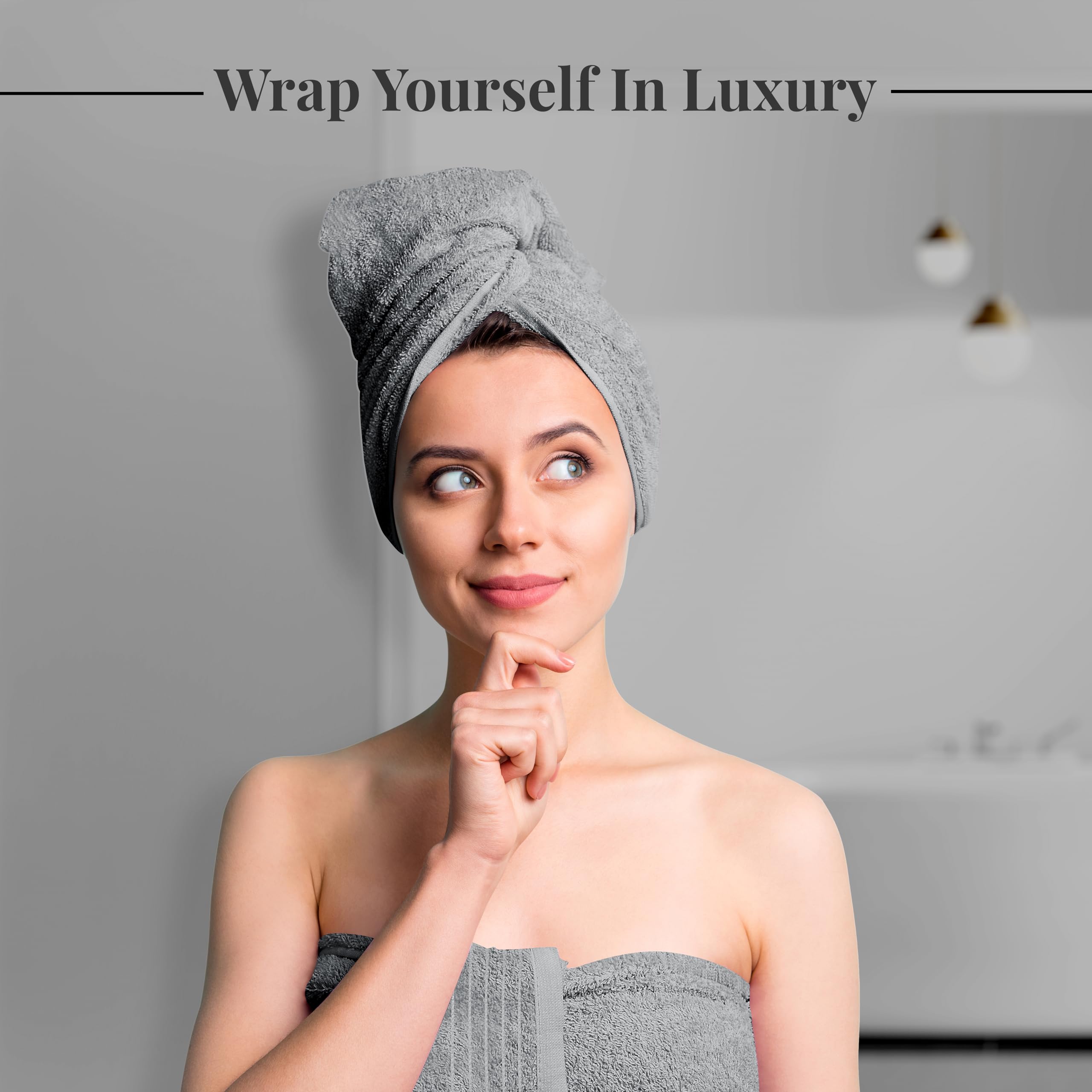 Tens Towels Pack of 8 Towels Set, 2 Extra Large Bath, 2 Hand, 4 Washcloths, 100% Cotton, Lighter Weight, Quicker to Dry, Super Absorbent, Perfect for Bathroom, Dark Grey